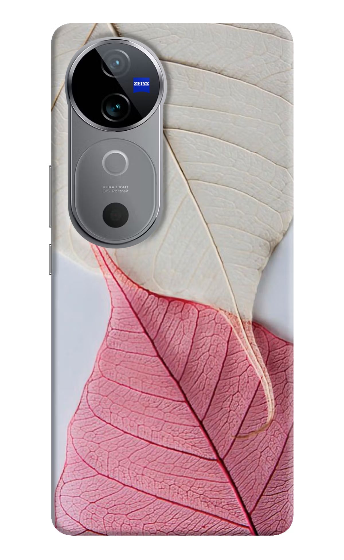 White Pink Leaf Case for Vivo V40 5G by Casekaro