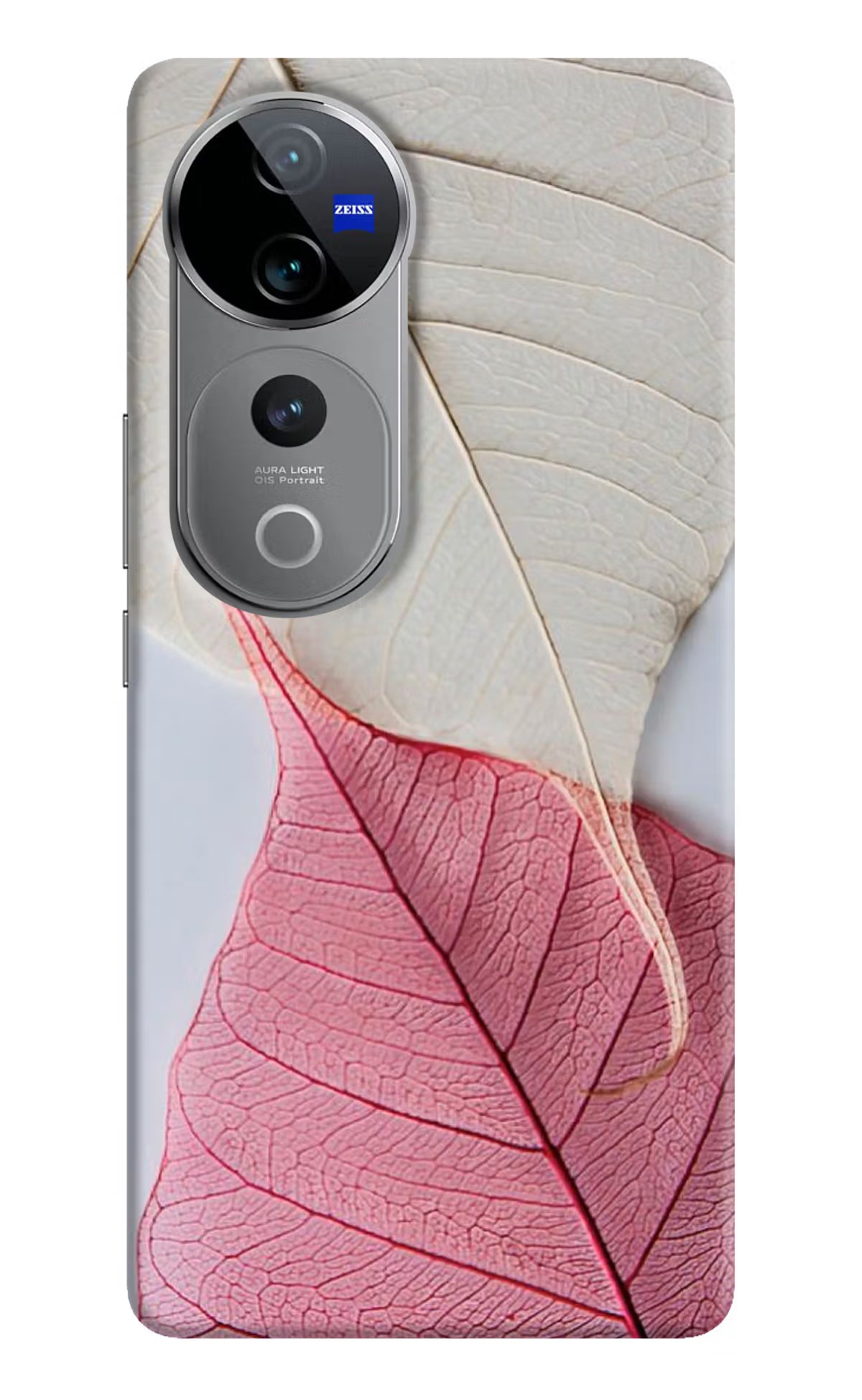 White Pink Leaf Case for Vivo V40 Pro 5G by Casekaro