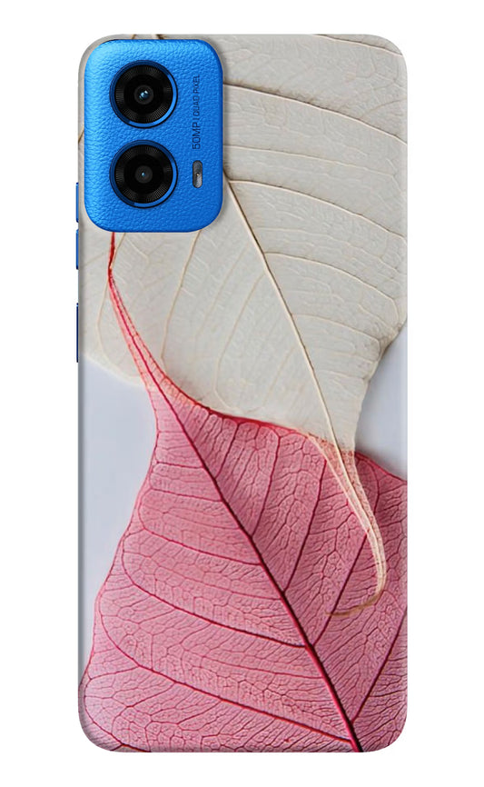 White Pink Leaf Case for Moto G45 by Casekaro