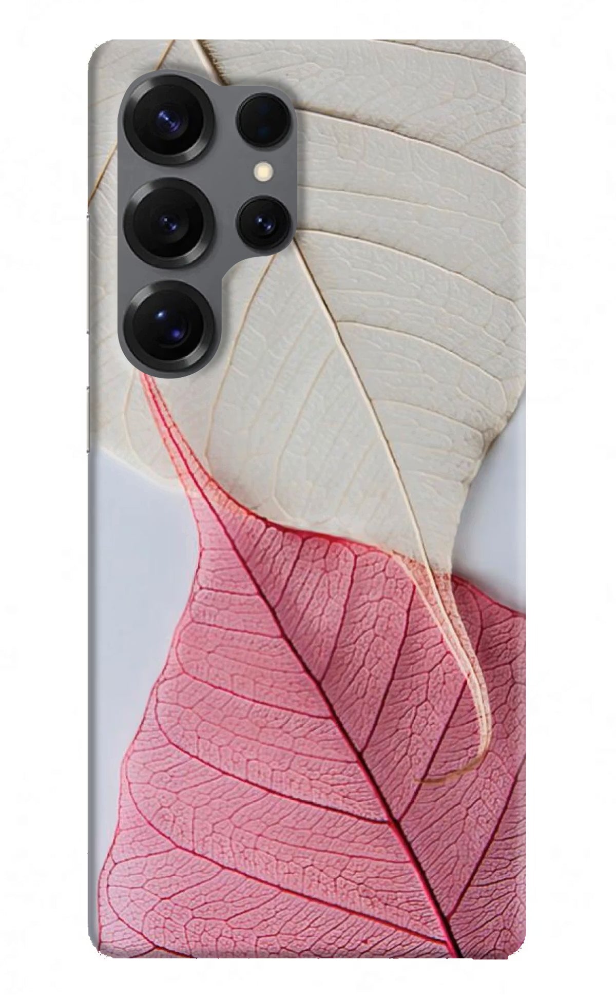 White Pink Leaf Case for Samsung S25 Ultra by Casekaro