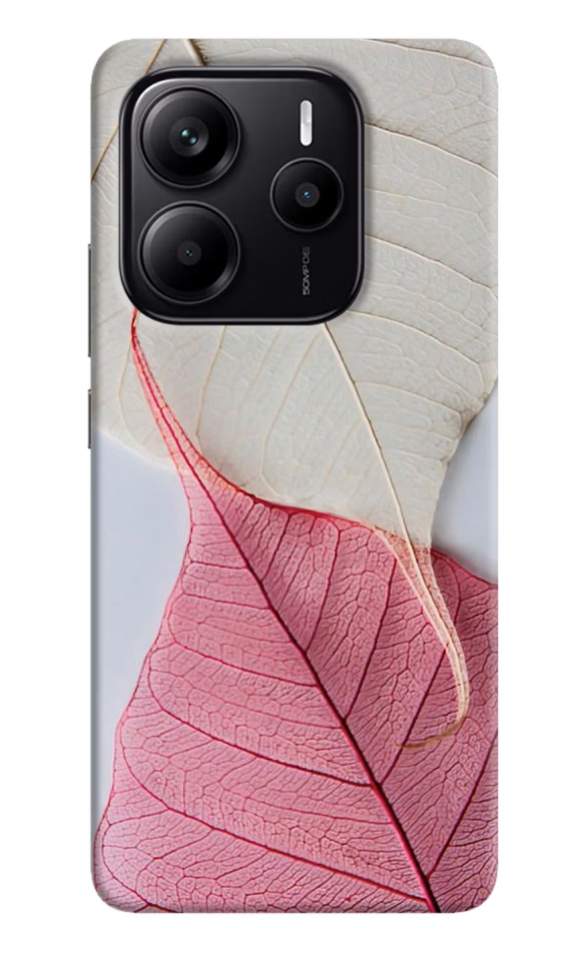 White Pink Leaf Case for Redmi Note 14 5G by Casekaro