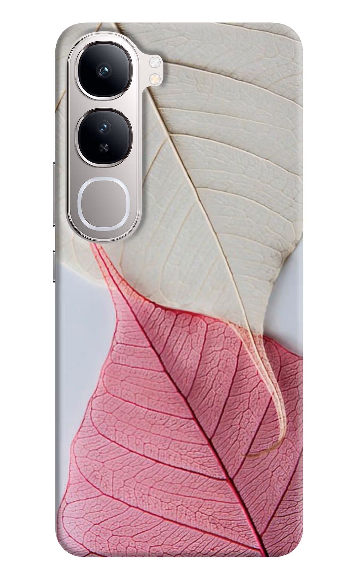 White Pink Leaf Case for Vivo Y300 5G by Casekaro
