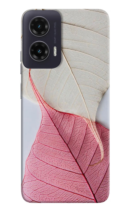White Pink Leaf Case for Moto G35 5G by Casekaro