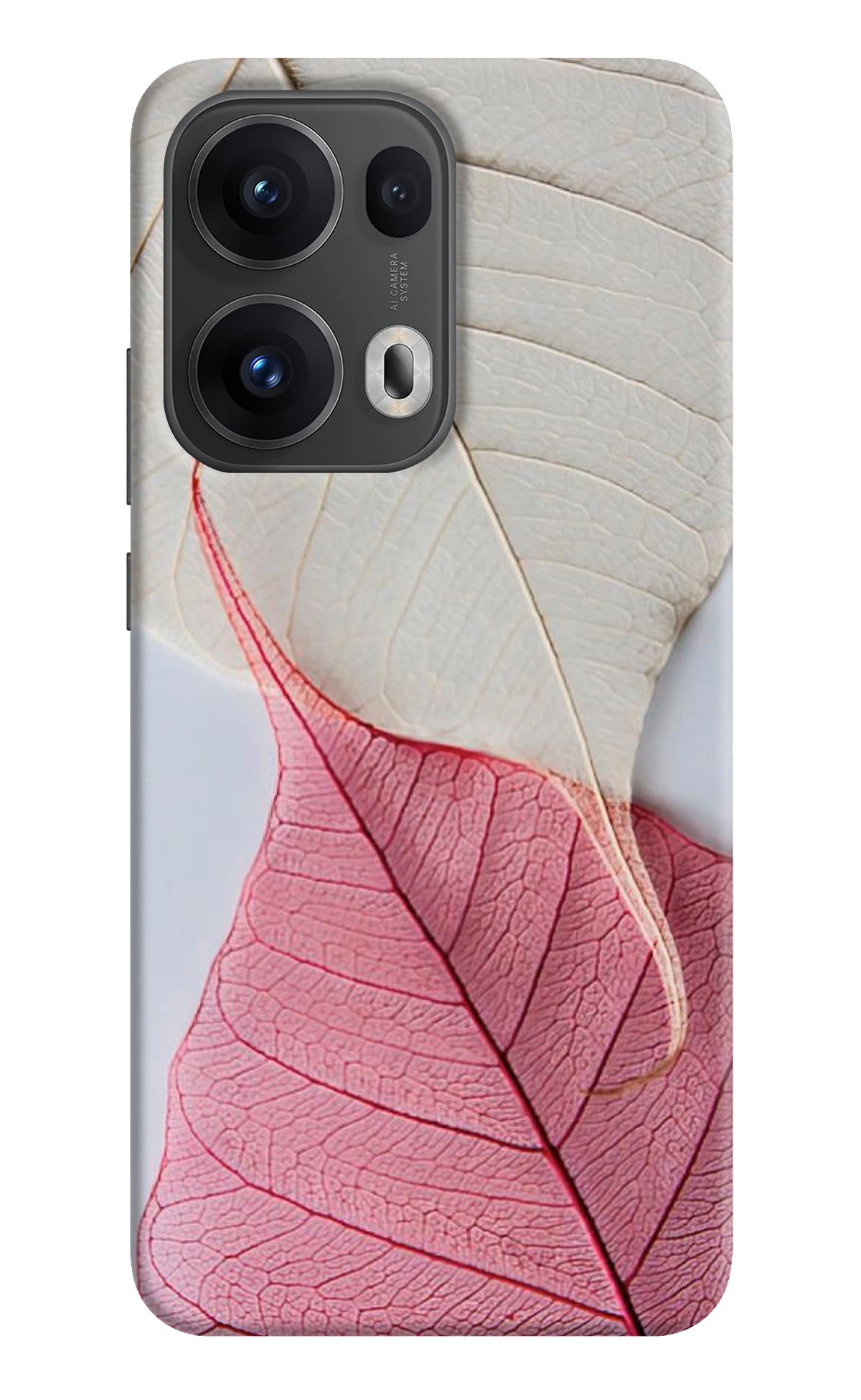 White Pink Leaf Case for Oppo Reno13 Pro 5G