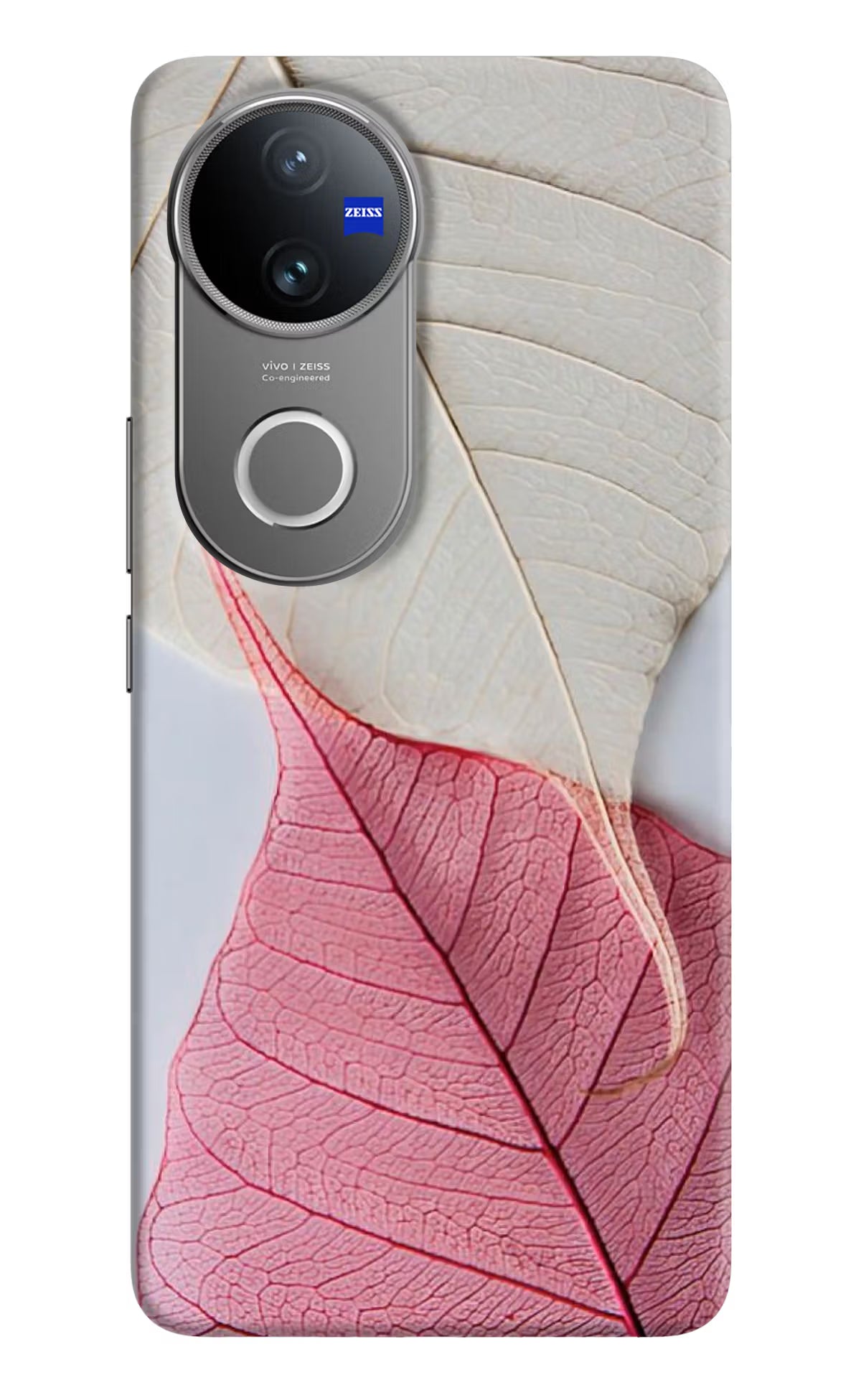 White Pink Leaf Case for Vivo V50 5G by Casekaro