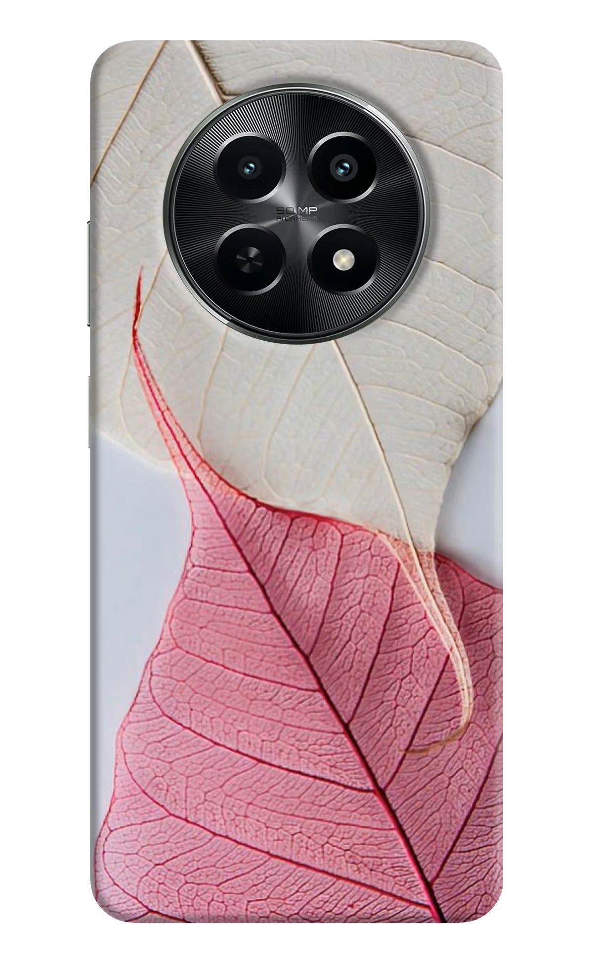 White Pink Leaf Case for Realme C65 5G by Casekaro