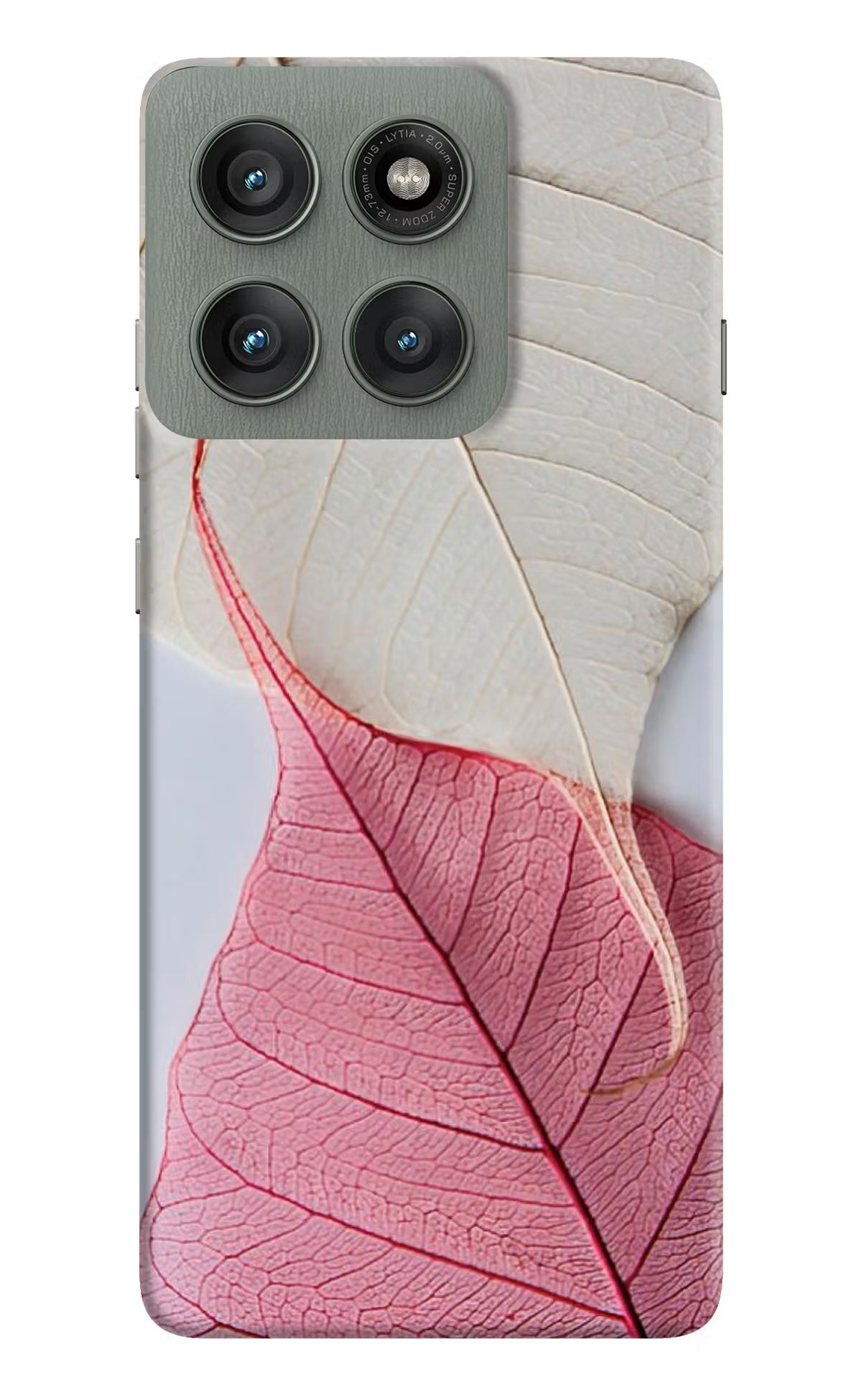 White Pink Leaf Case for Moto Edge 60 Pro by Casekaro