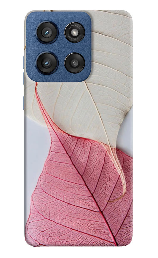 White Pink Leaf Case for Moto Edge 60 Stylus by Casekaro