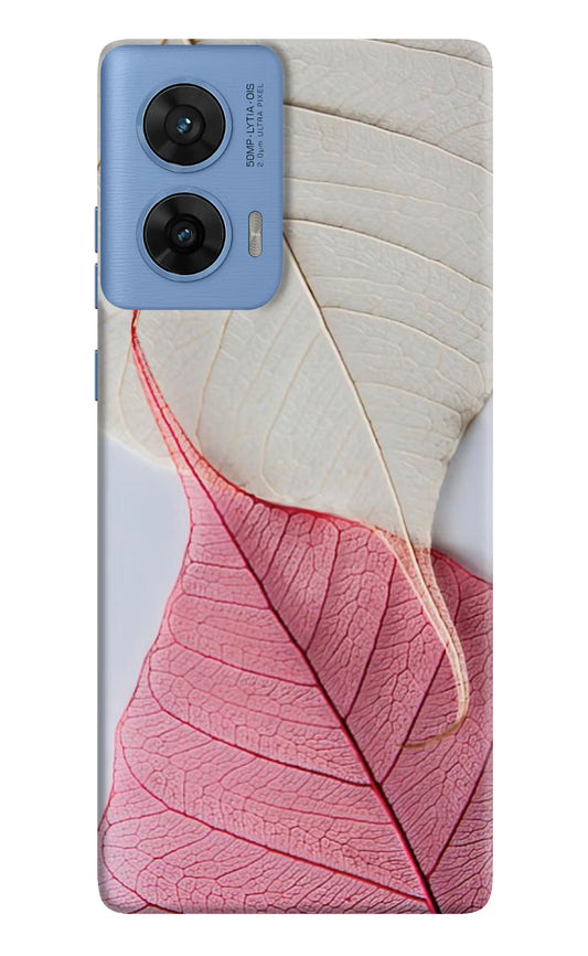 White Pink Leaf Case for Moto G96 5G by Casekaro