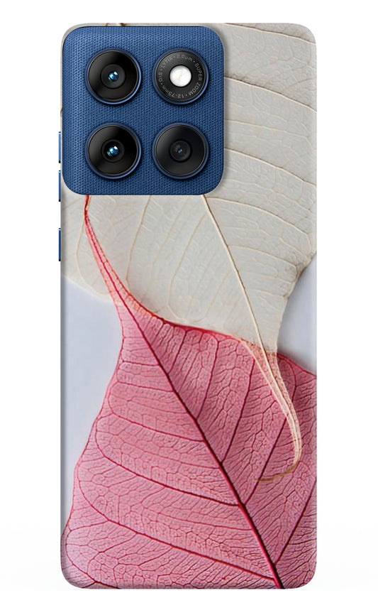 White Pink Leaf Case for Moto Edge 60
