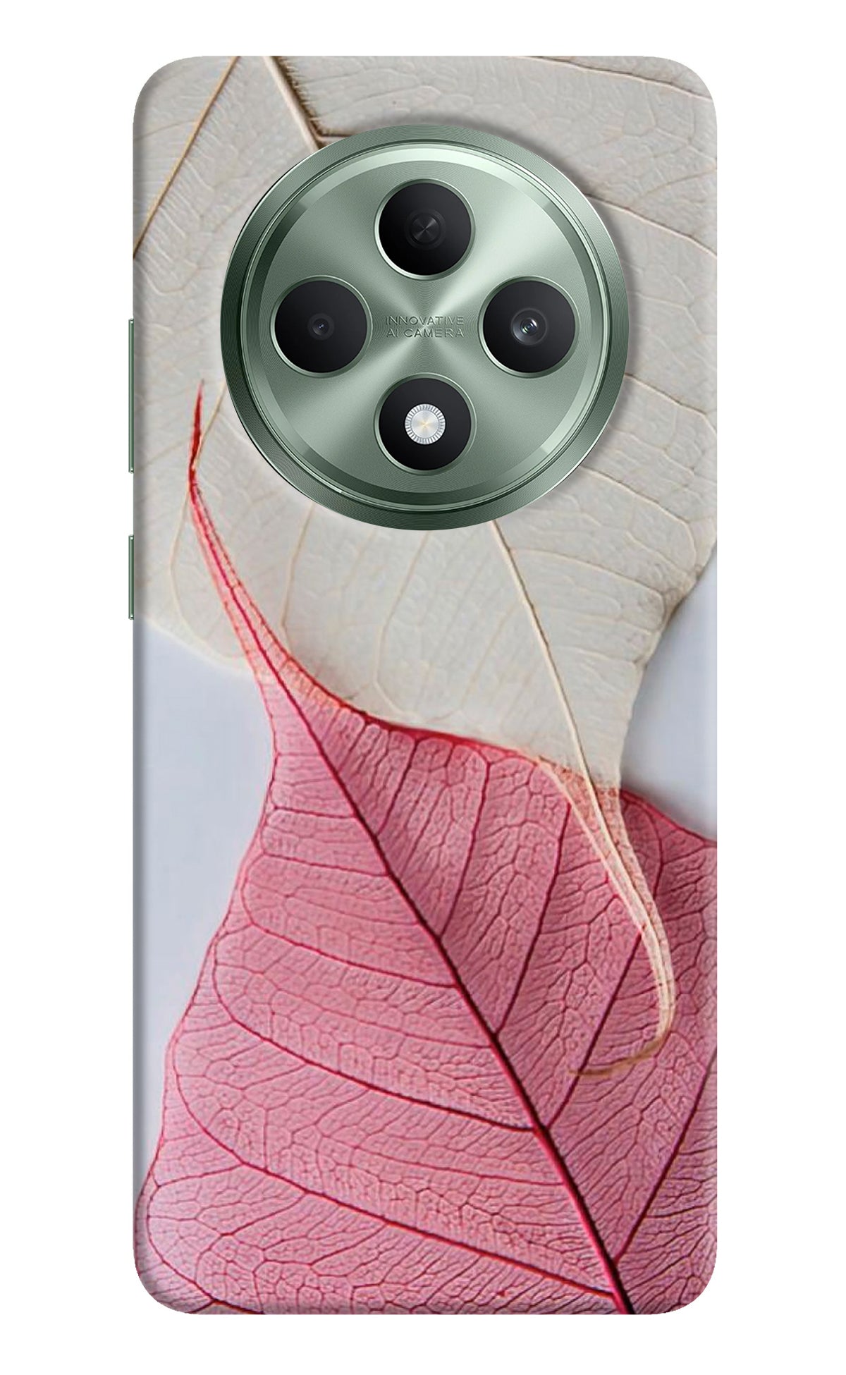 White Pink Leaf Case for Oppo F27 5G