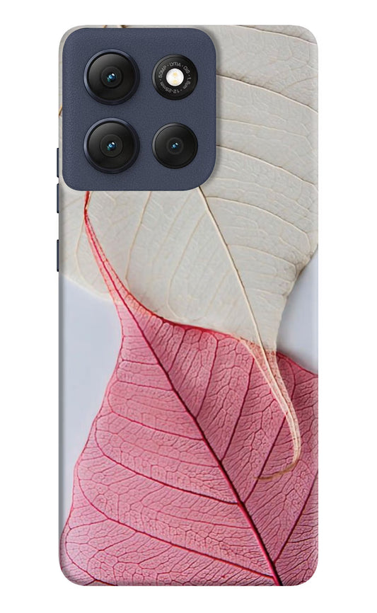 White Pink Leaf Case for Moto G86 Power by Casekaro