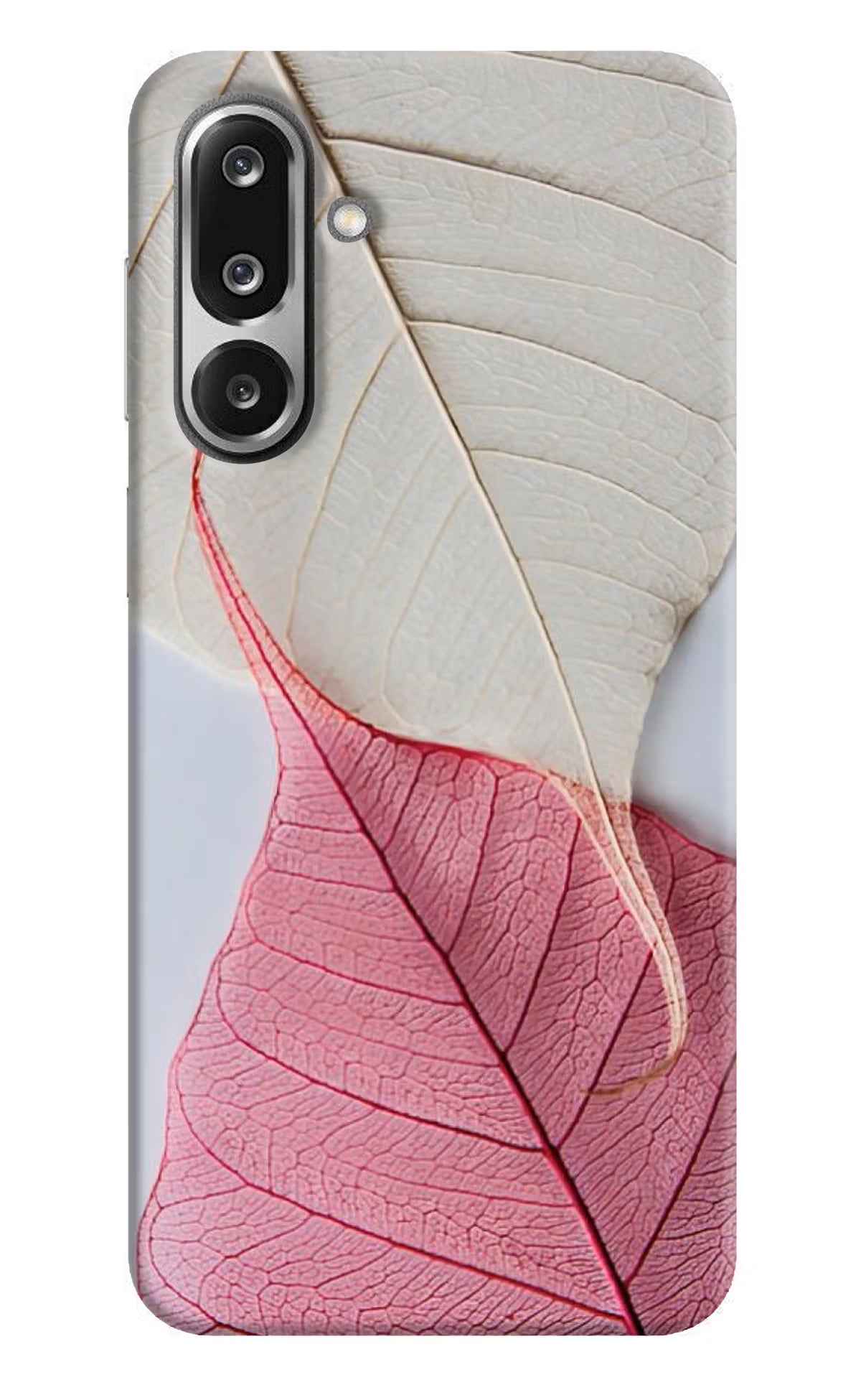 White Pink Leaf Case for Samsung F36 5G