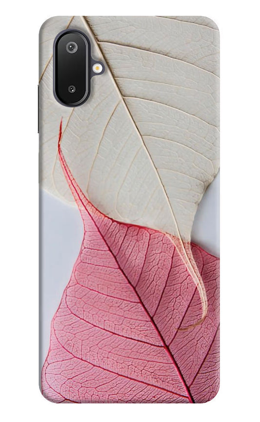 White Pink Leaf Case for Samsung M06 5G