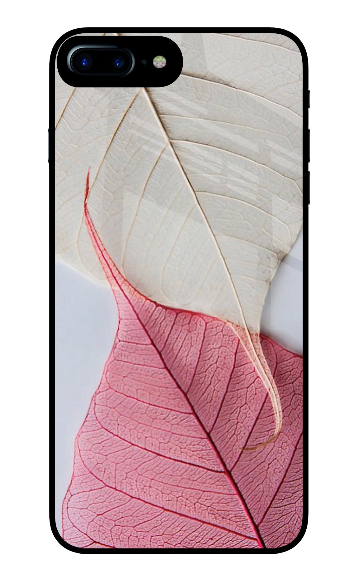 White Pink Leaf Case for iPhone 7 Plus