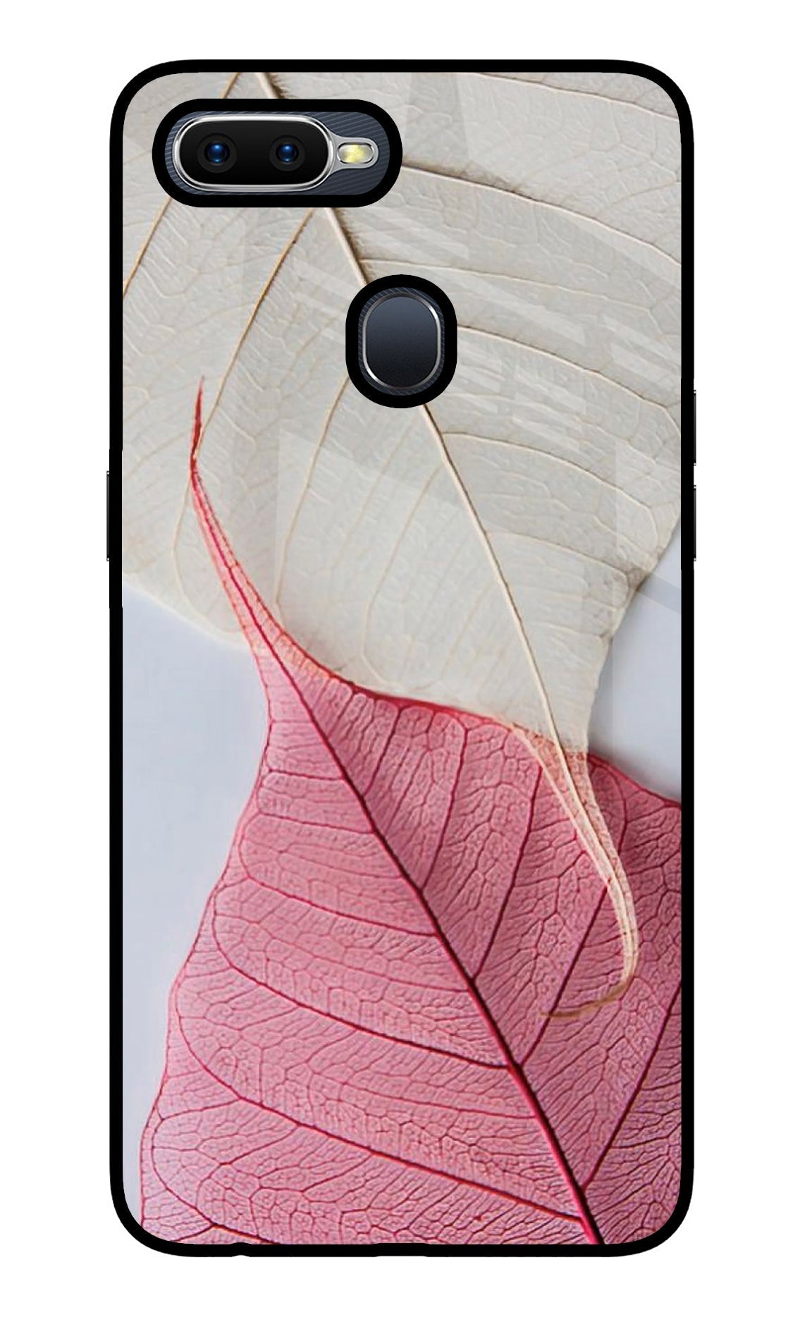 White Pink Leaf Case for Oppo F9/F9 Pro