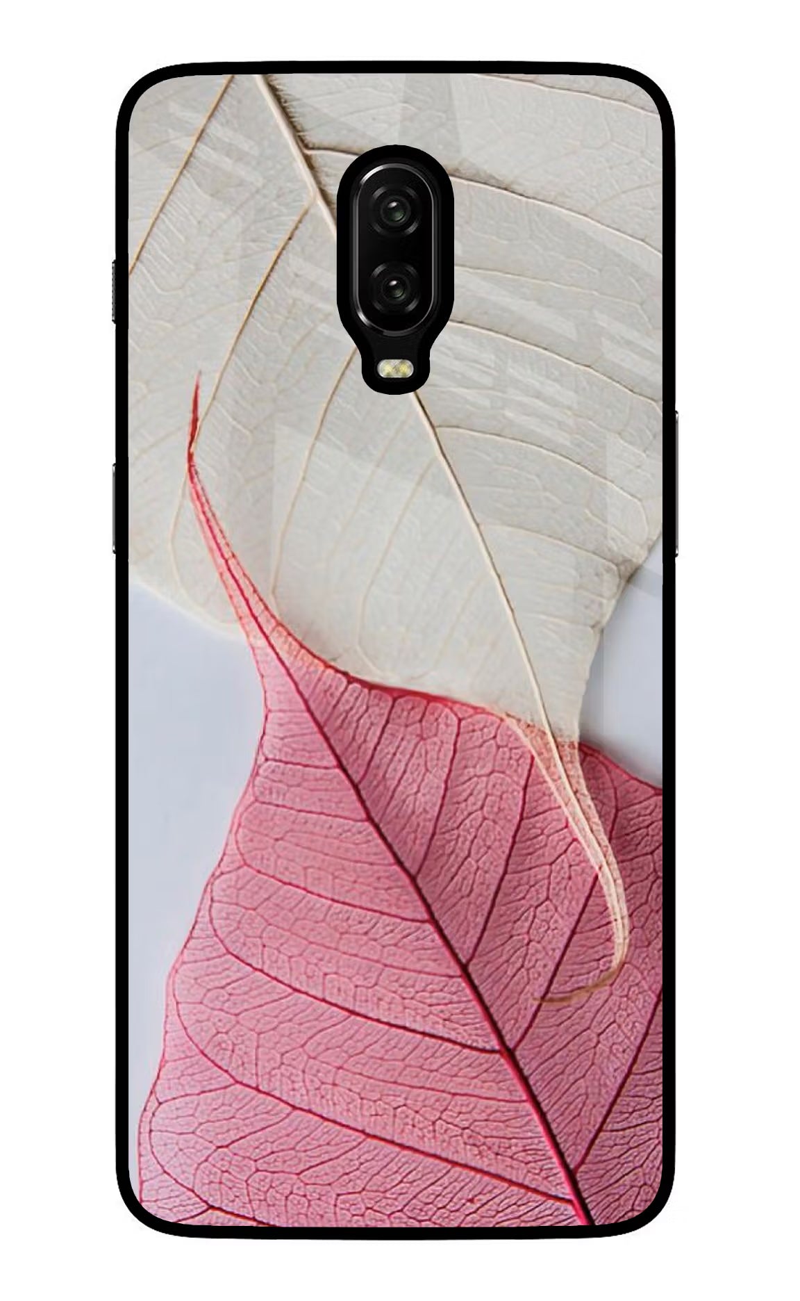 White Pink Leaf Case for Oneplus 6T by Casekaro