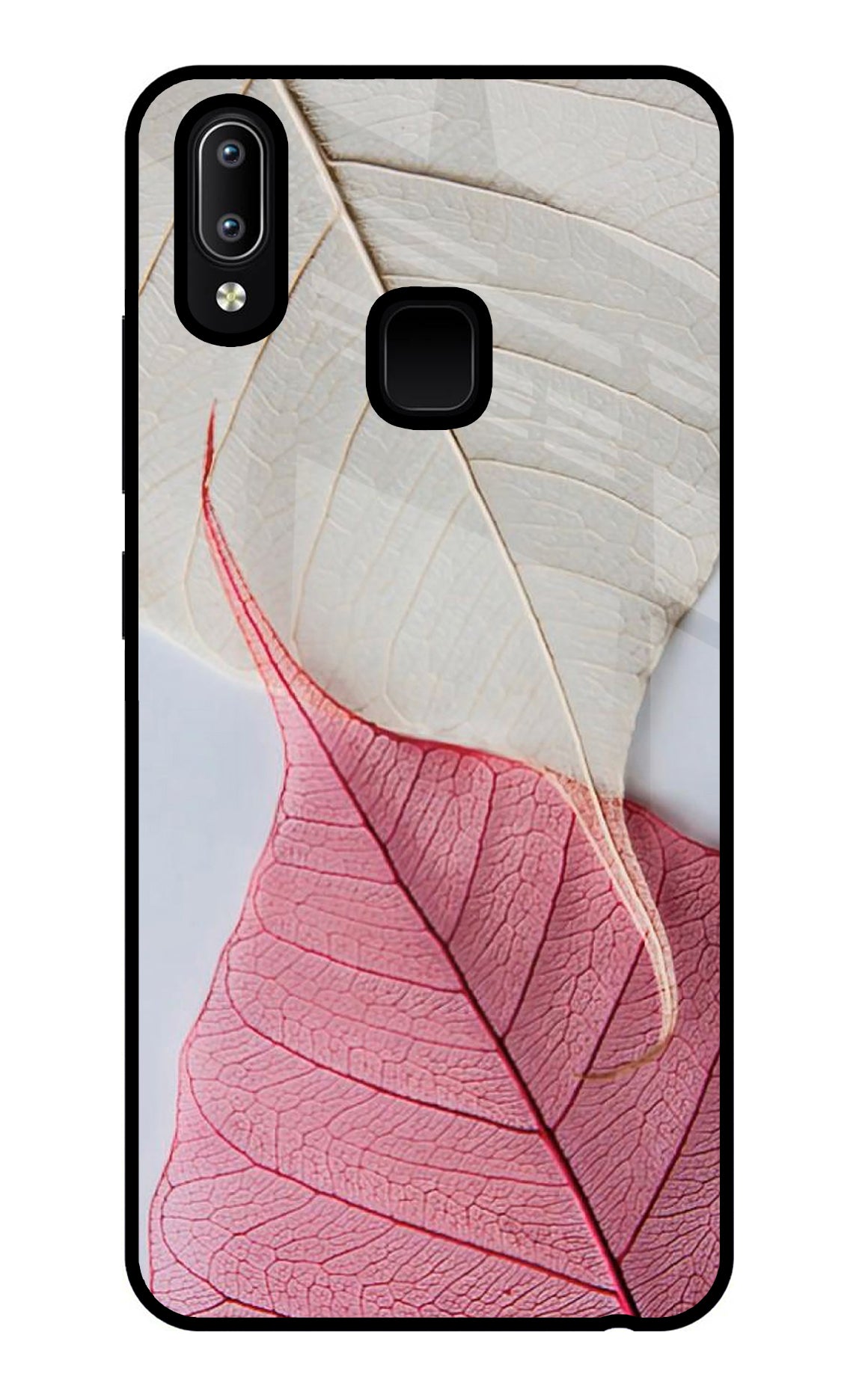White Pink Leaf Case for Vivo Y91/Y93/Y95