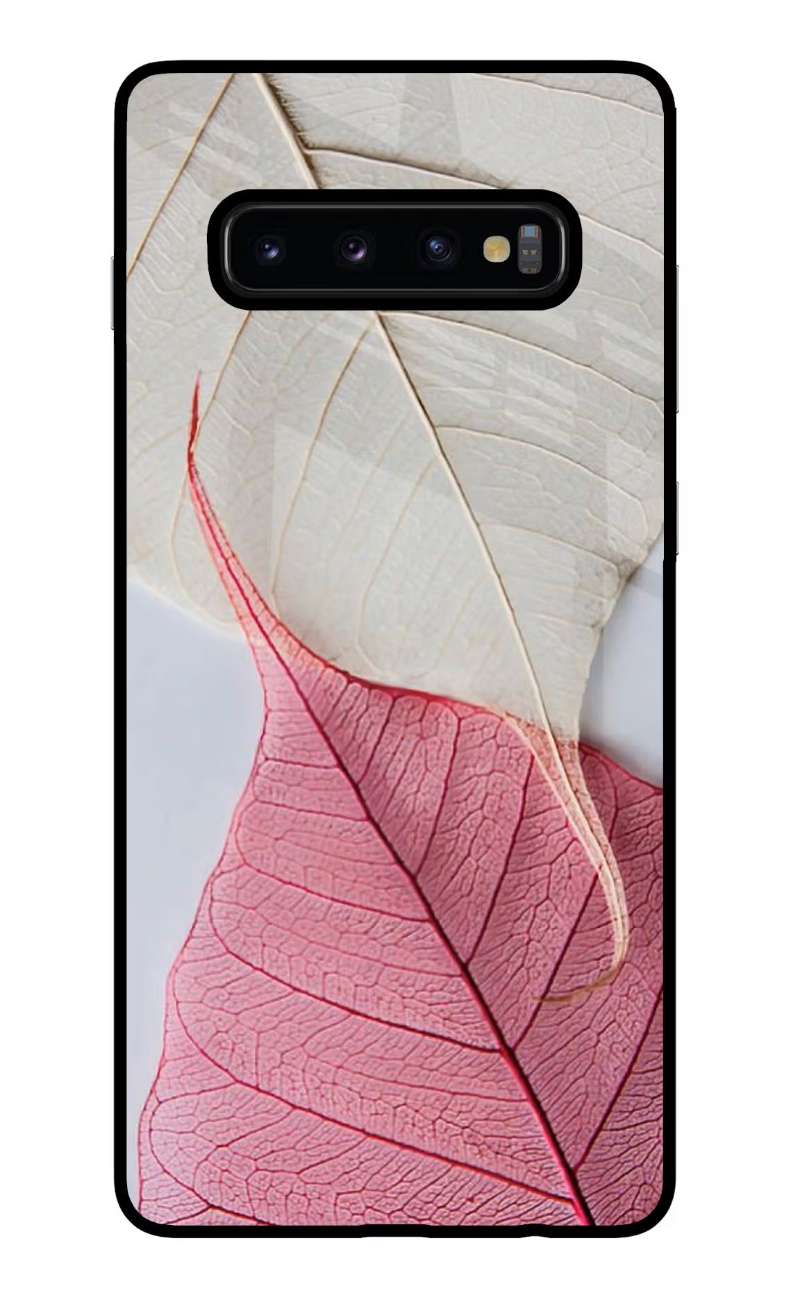 White Pink Leaf Case for Samsung S10 Plus by Casekaro