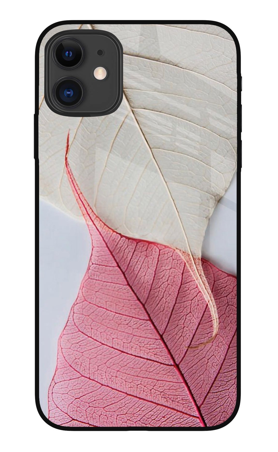 White Pink Leaf Case for iPhone 11