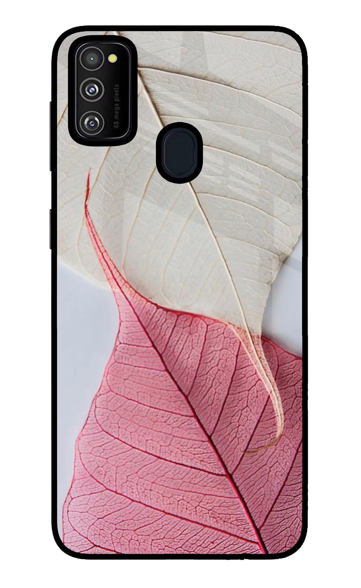 White Pink Leaf Case for Samsung M30s by Casekaro