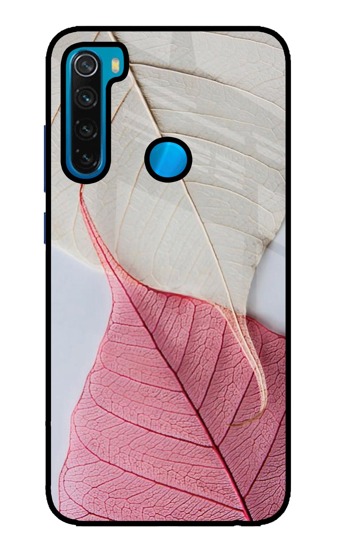 White Pink Leaf Case for Redmi Note 8