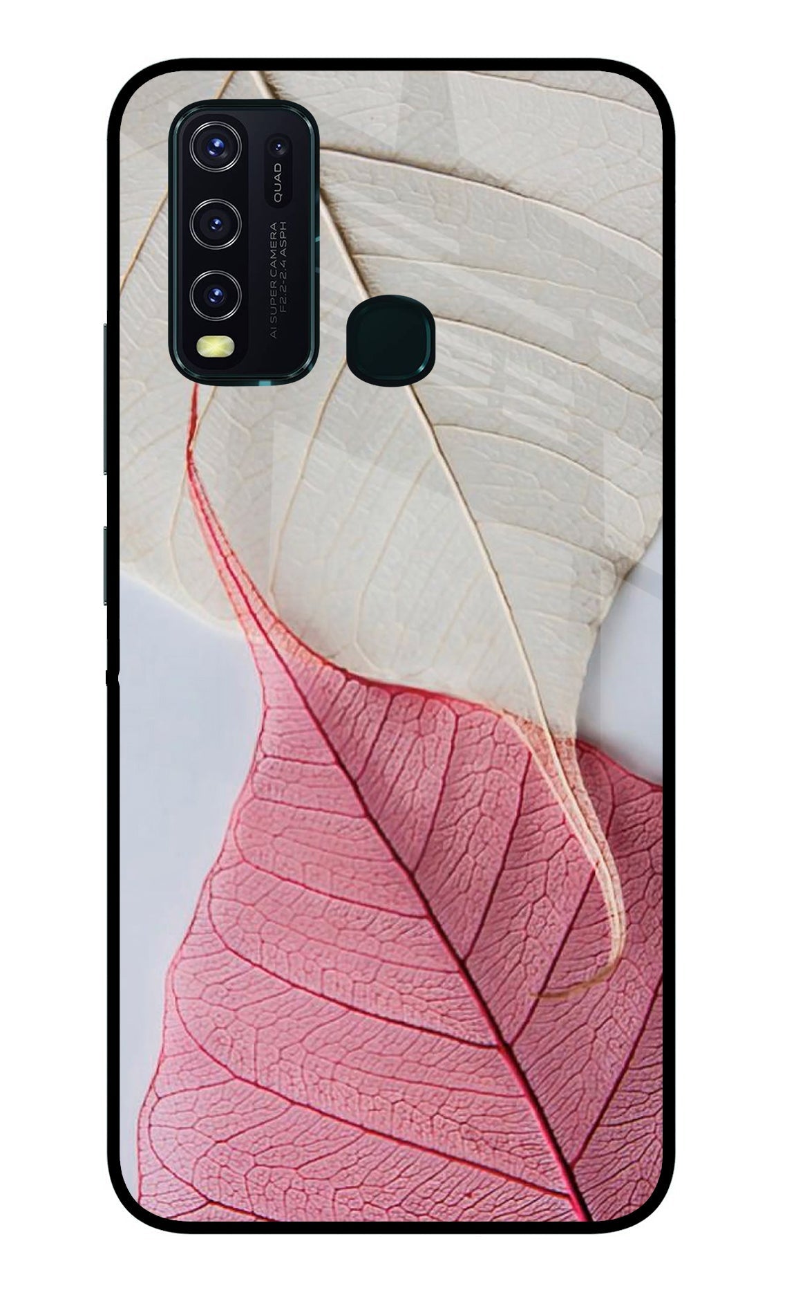 White Pink Leaf Case for Vivo Y30/Y50
