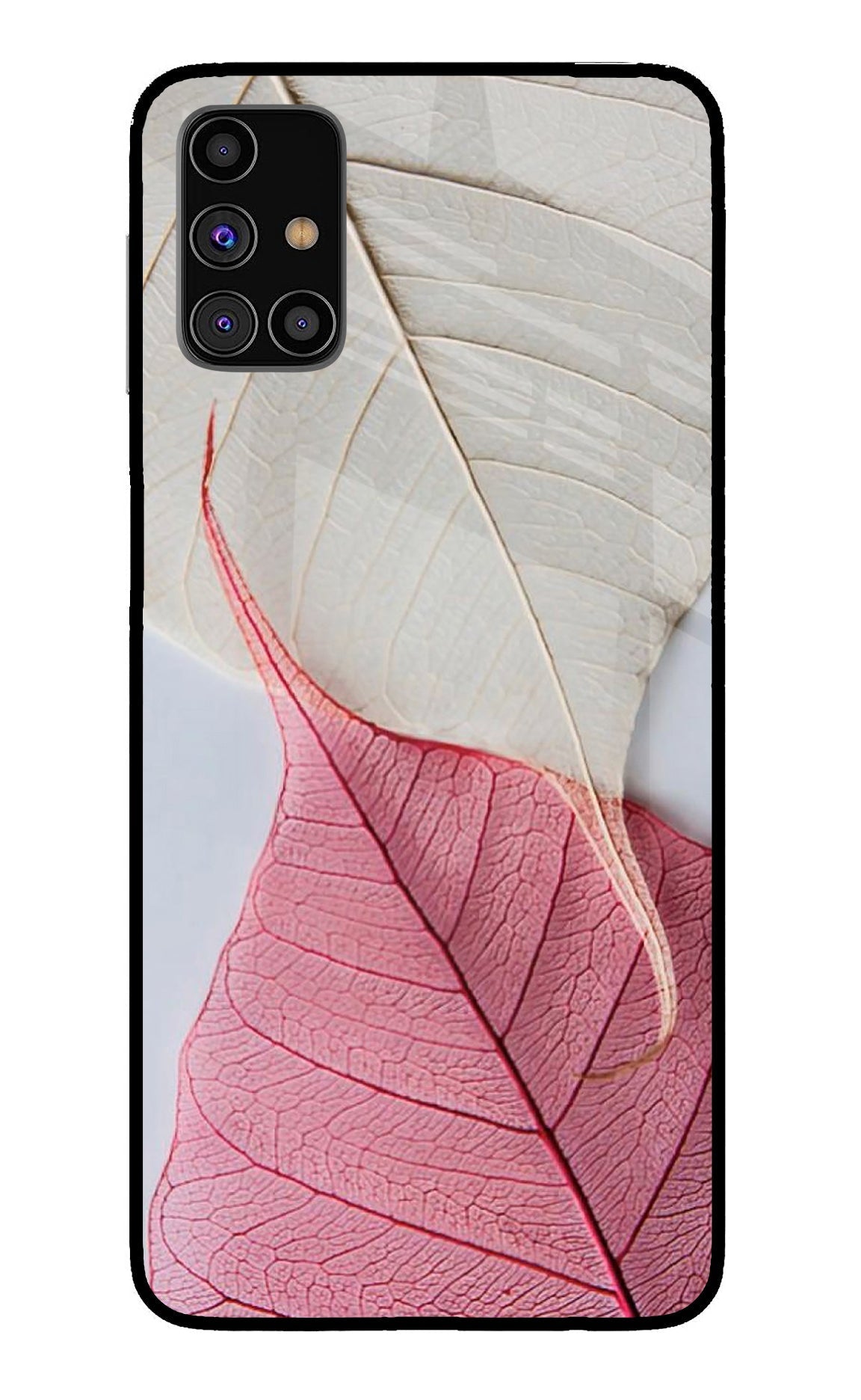 White Pink Leaf Case for Samsung M31s