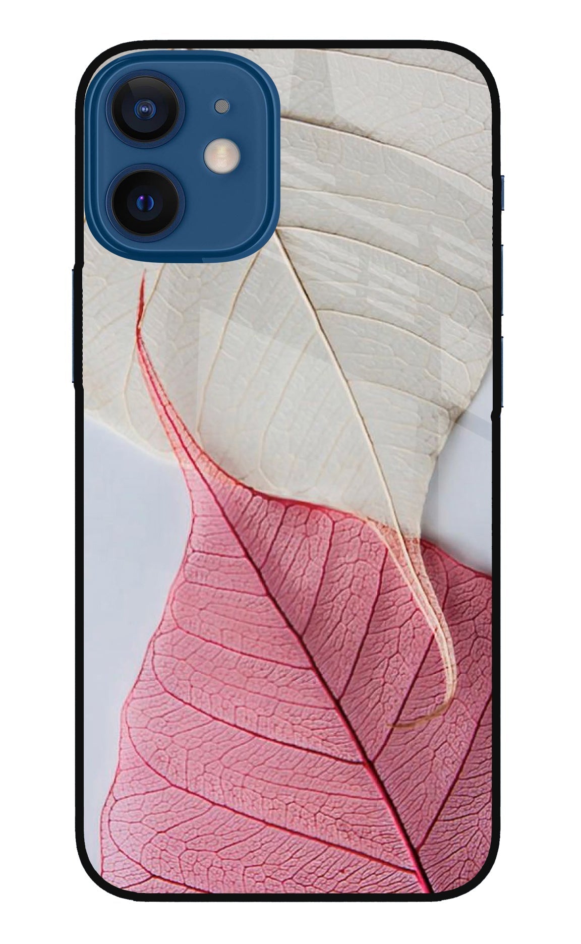 White Pink Leaf Case for iPhone 12 Mini