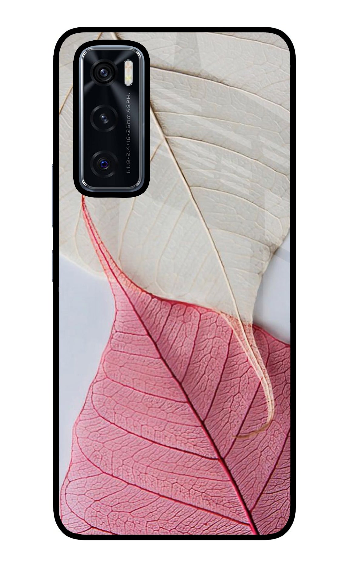 White Pink Leaf Case for Vivo V20 SE