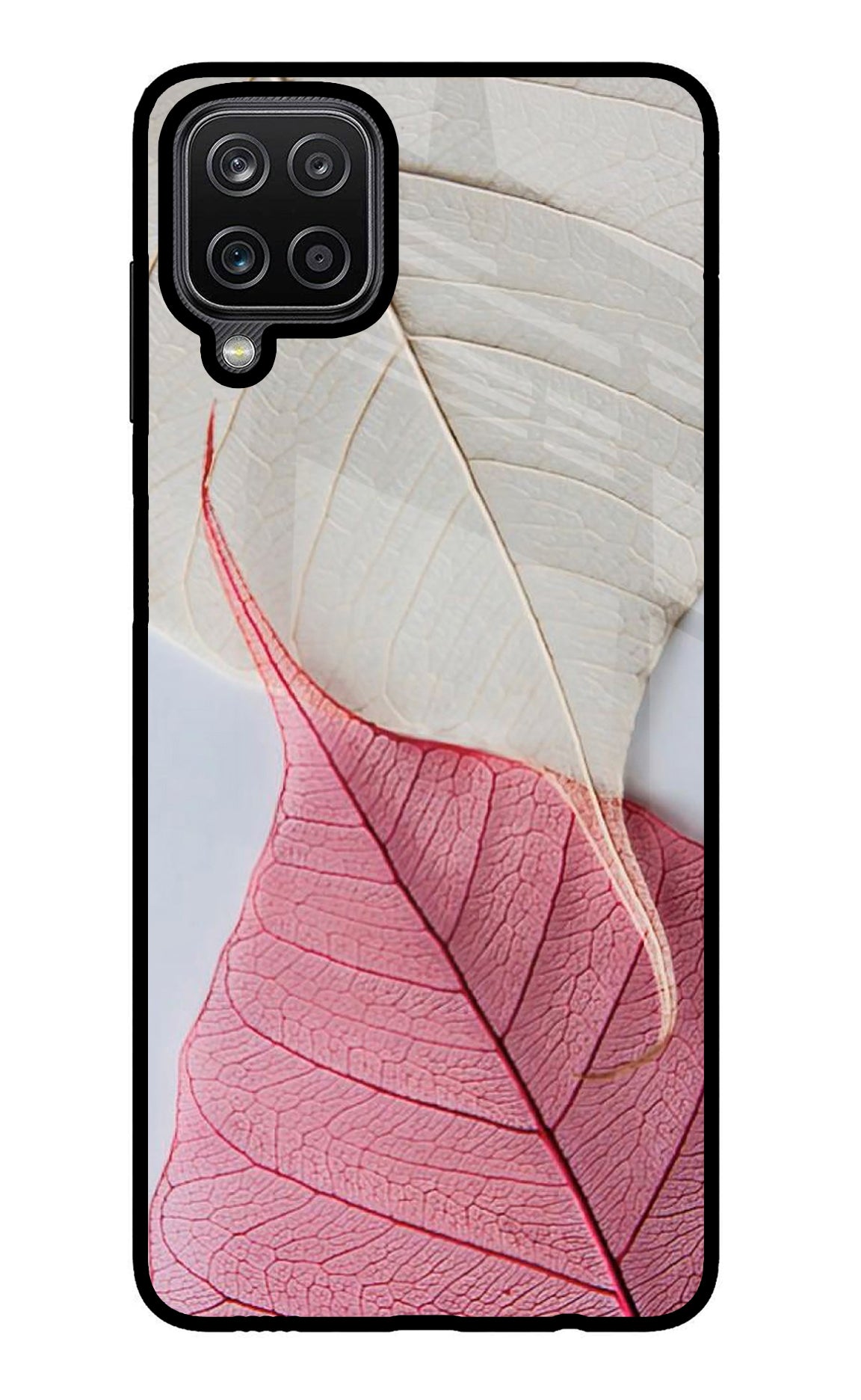 White Pink Leaf Case for Samsung M12/F12