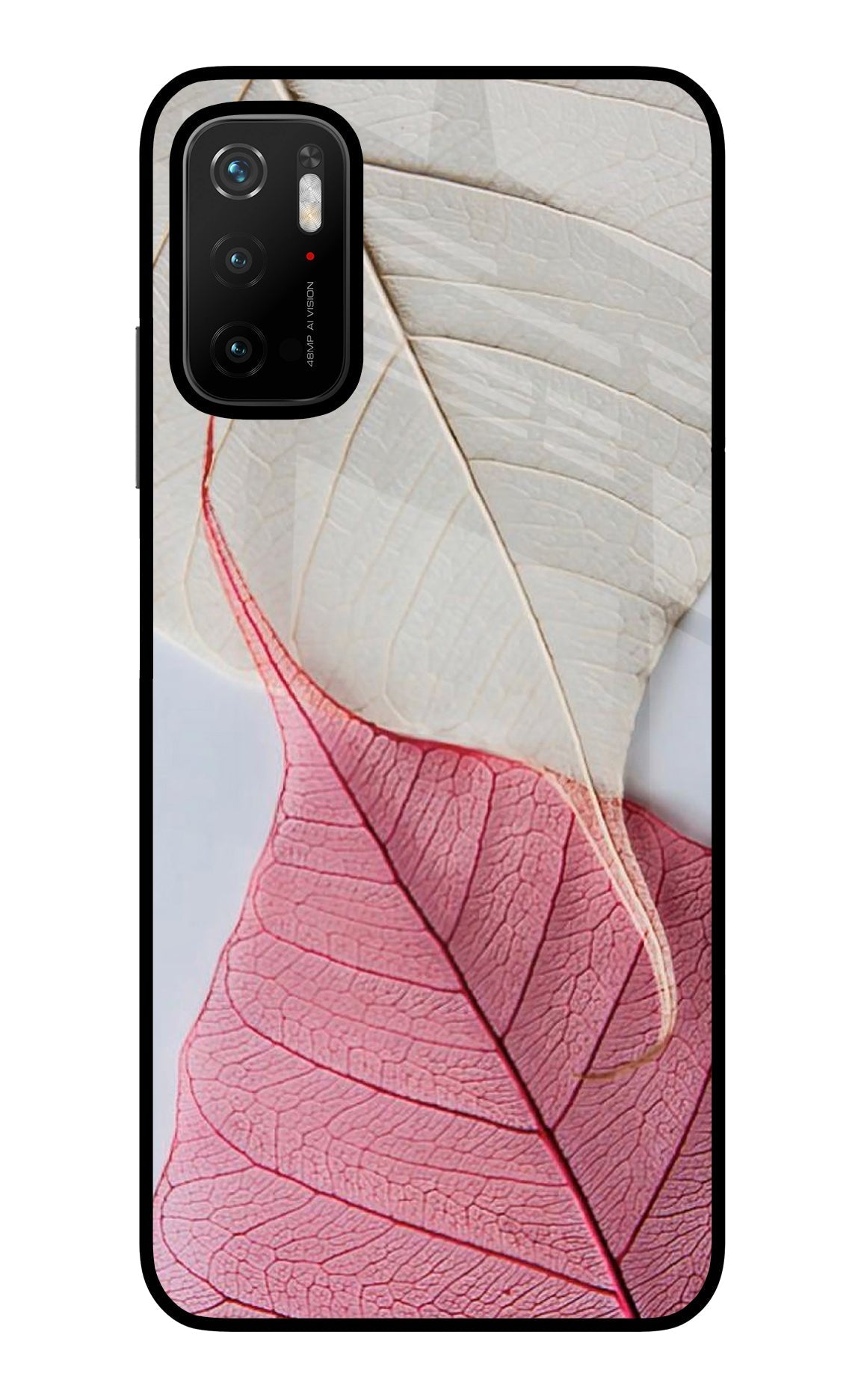 White Pink Leaf Case for Poco M3 Pro 5G