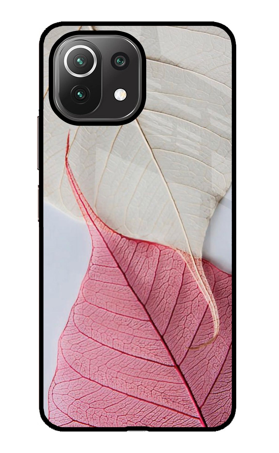 White Pink Leaf Case for Mi 11 Lite