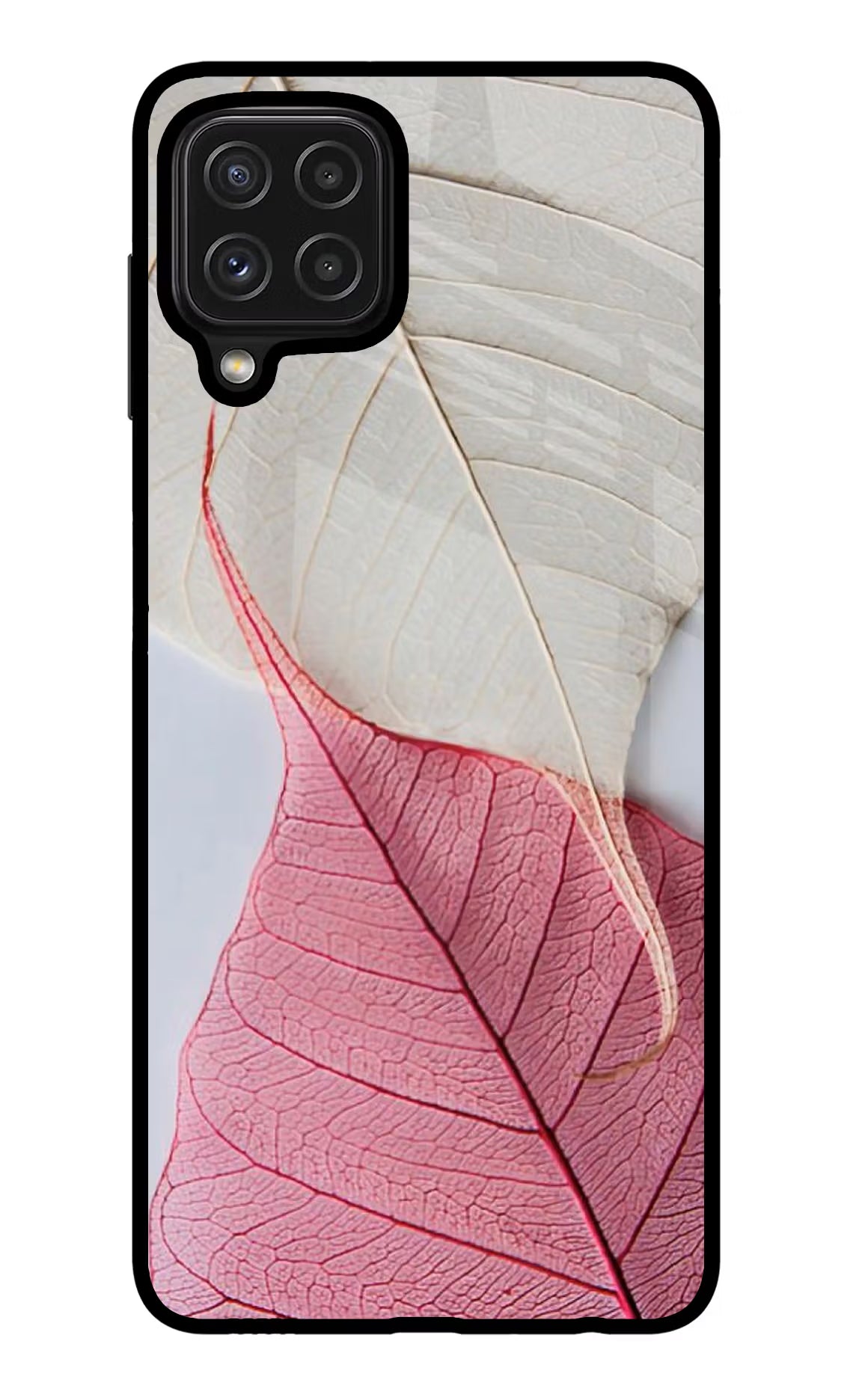 White Pink Leaf Case for Samsung M32 by Casekaro