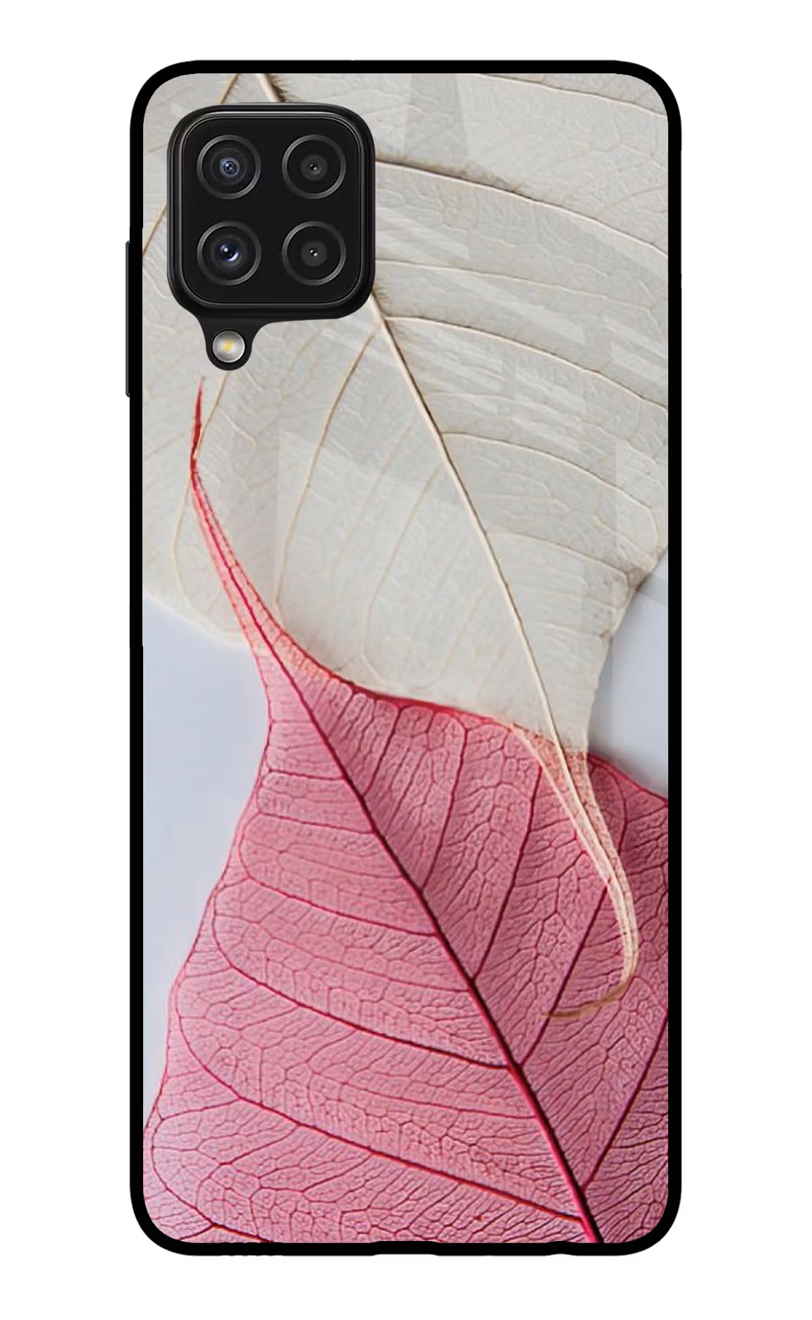 White Pink Leaf Case for Samsung A22 4G by Casekaro