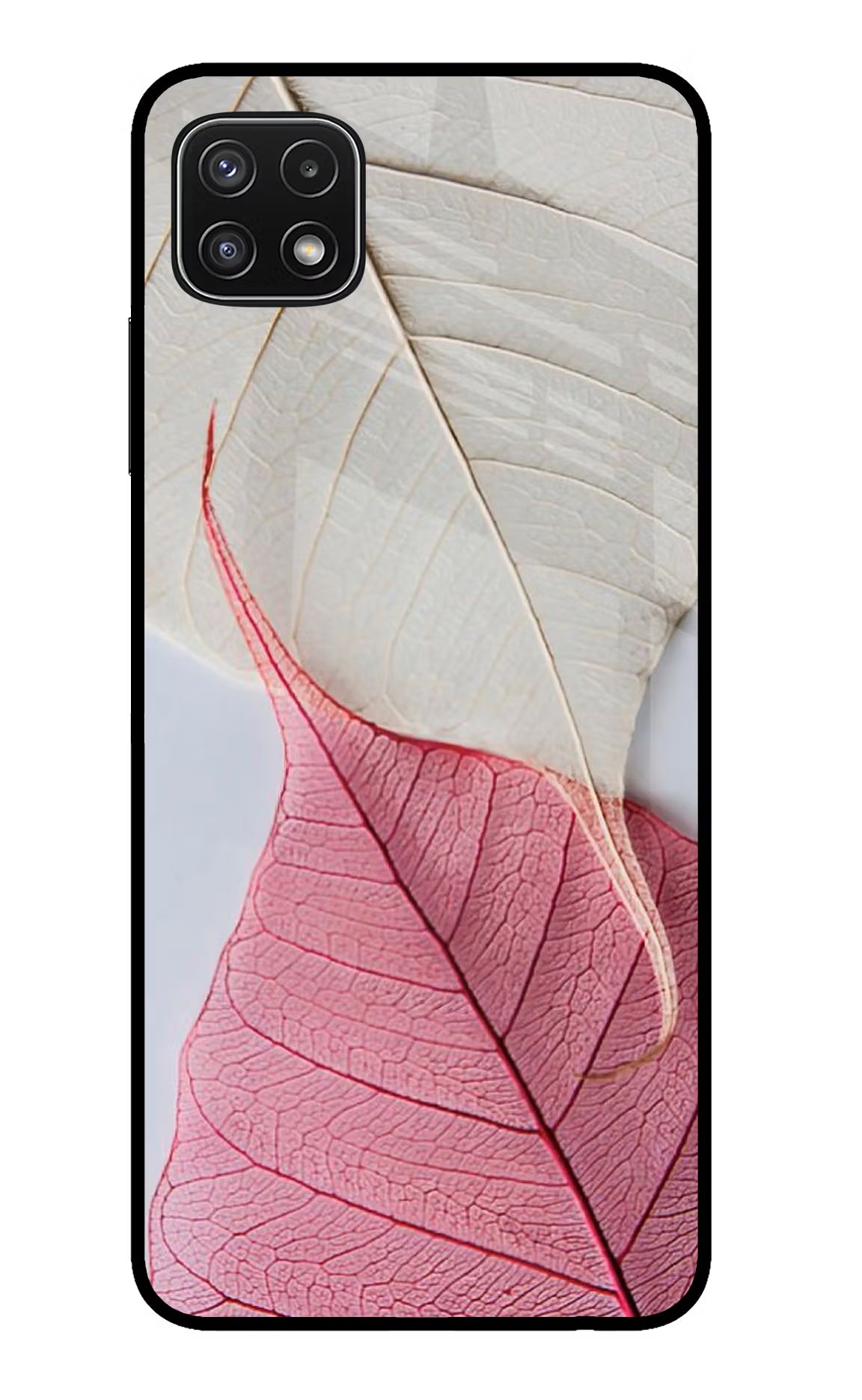 White Pink Leaf Case for Samsung A22 5G by Casekaro