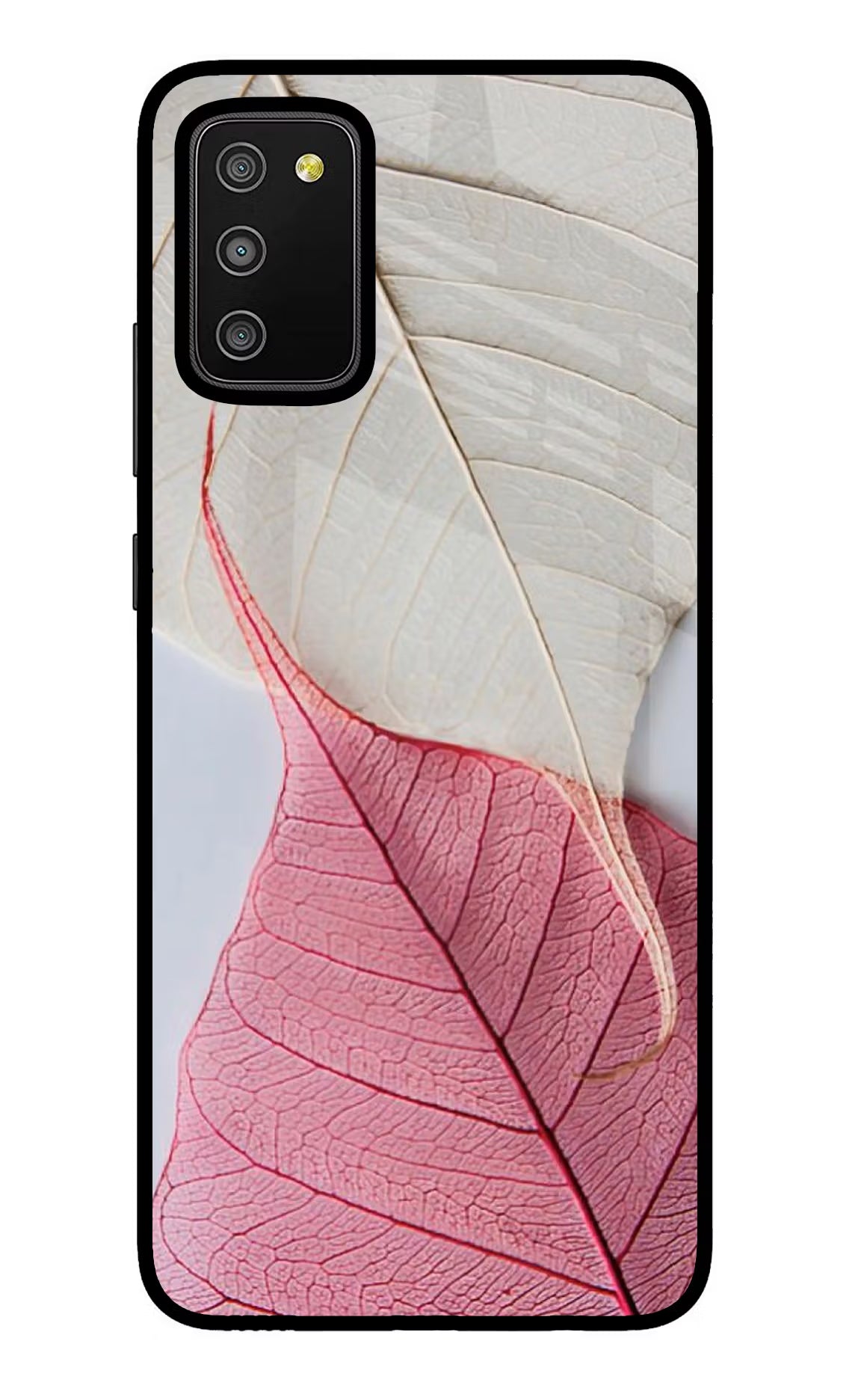White Pink Leaf Case for Samsung M02s by Casekaro