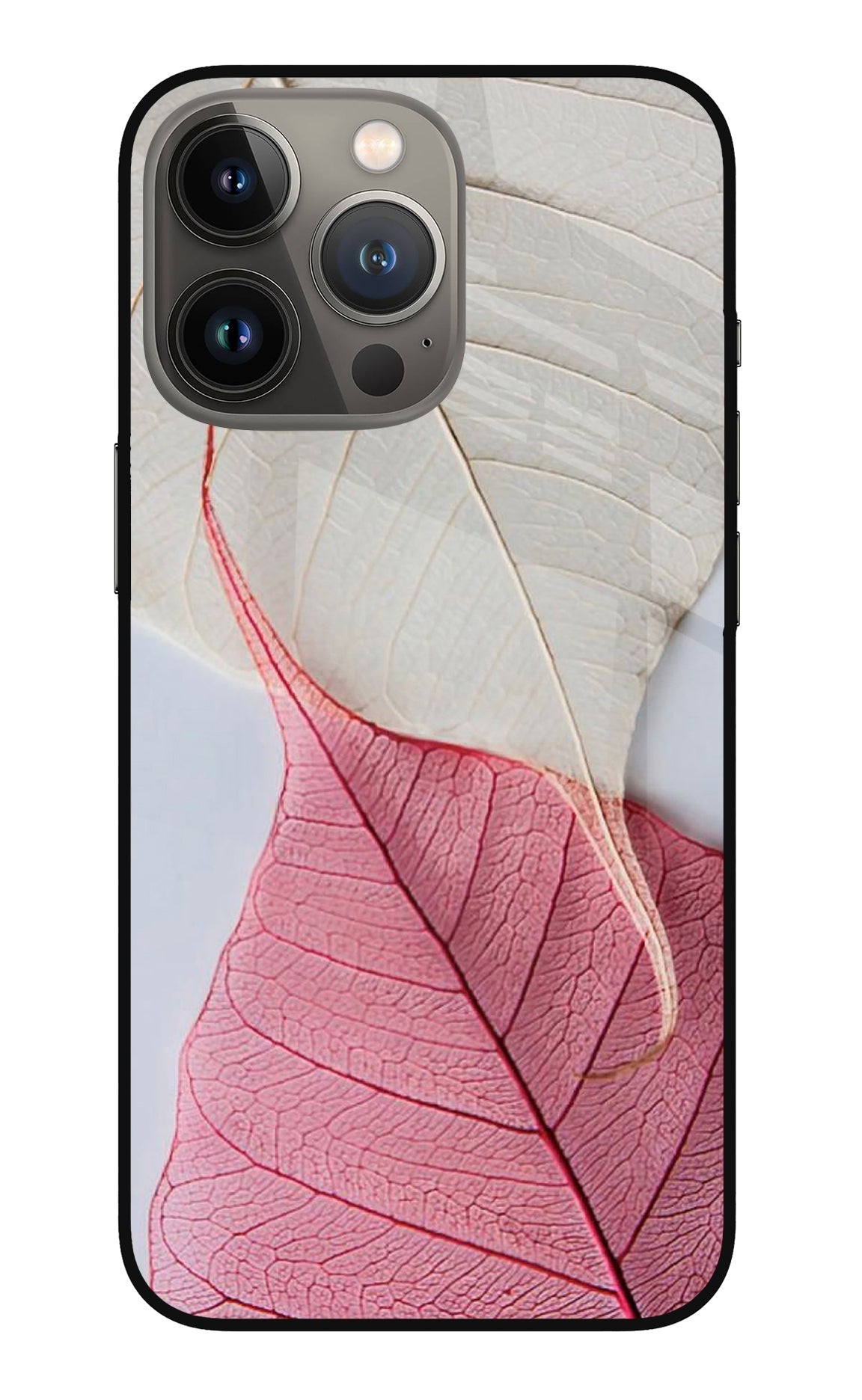 White Pink Leaf Case for iPhone 13 Pro Max