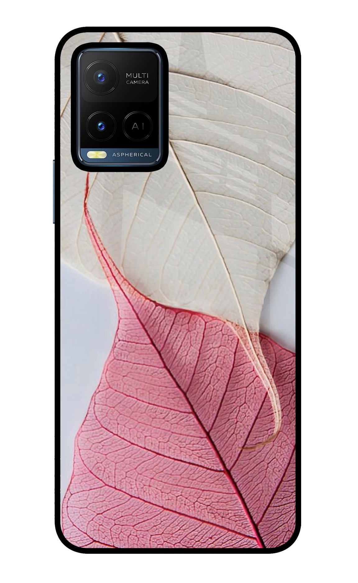White Pink Leaf Case for Vivo Y21/Y21s/Y33s