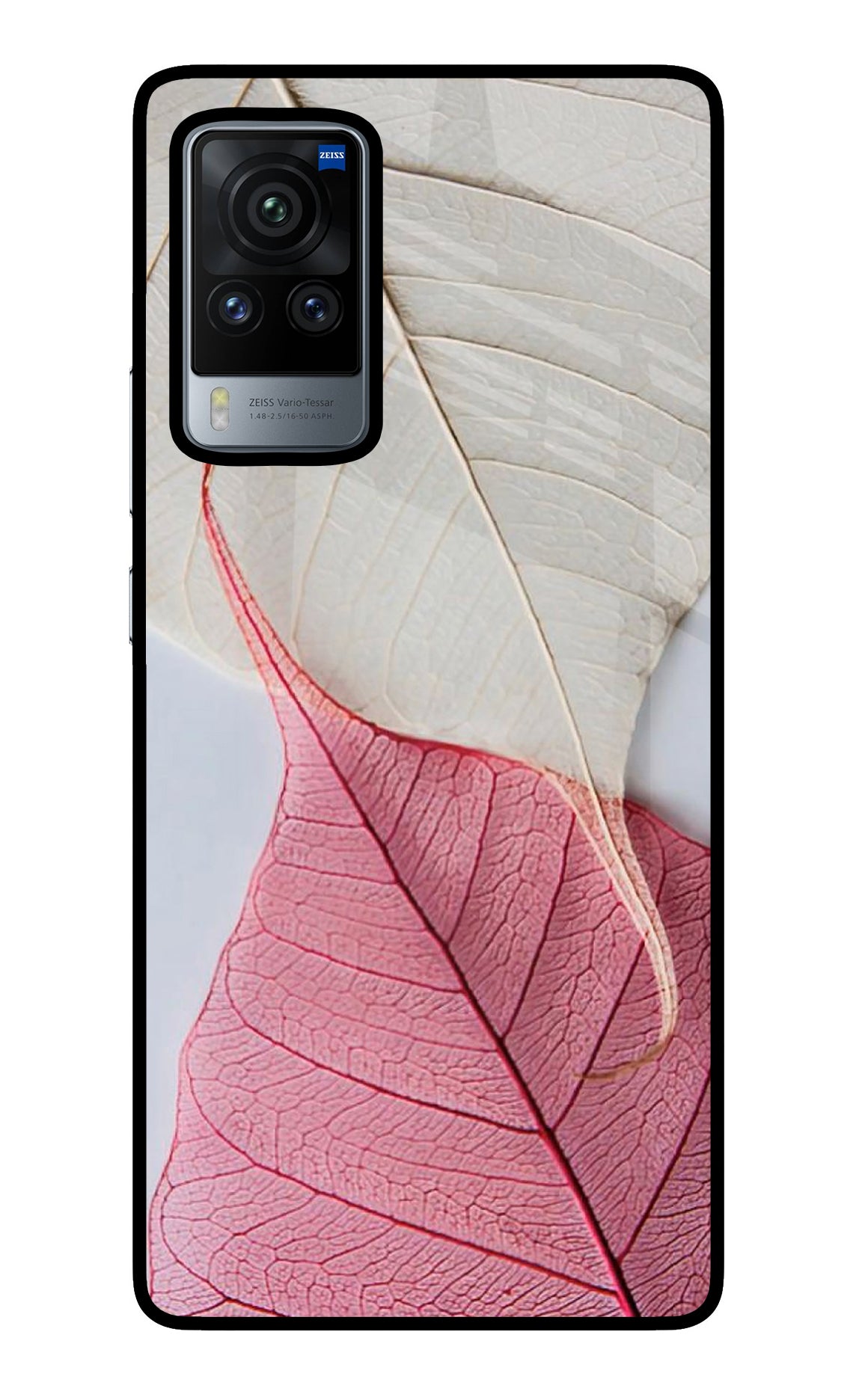 White Pink Leaf Case for Vivo X60 Pro