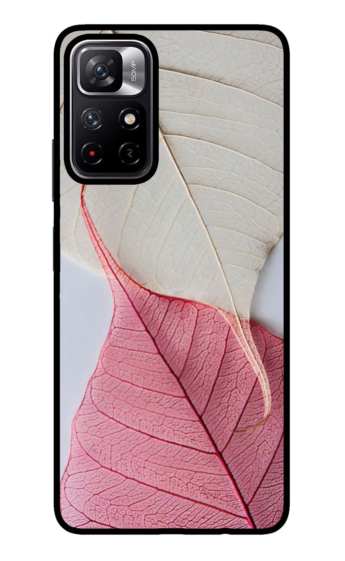 White Pink Leaf Case for Redmi Note 11T 5G by Casekaro