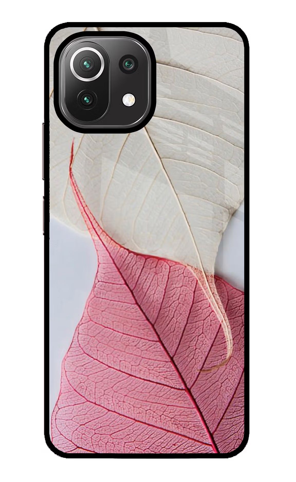 White Pink Leaf Case for Mi 11 Lite NE 5G by Casekaro