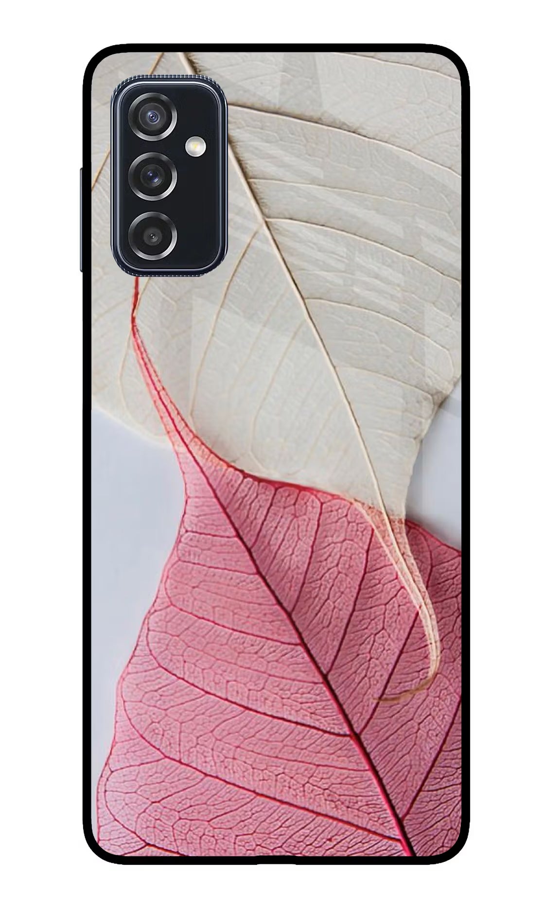 White Pink Leaf Case for Samsung M52 5G by Casekaro