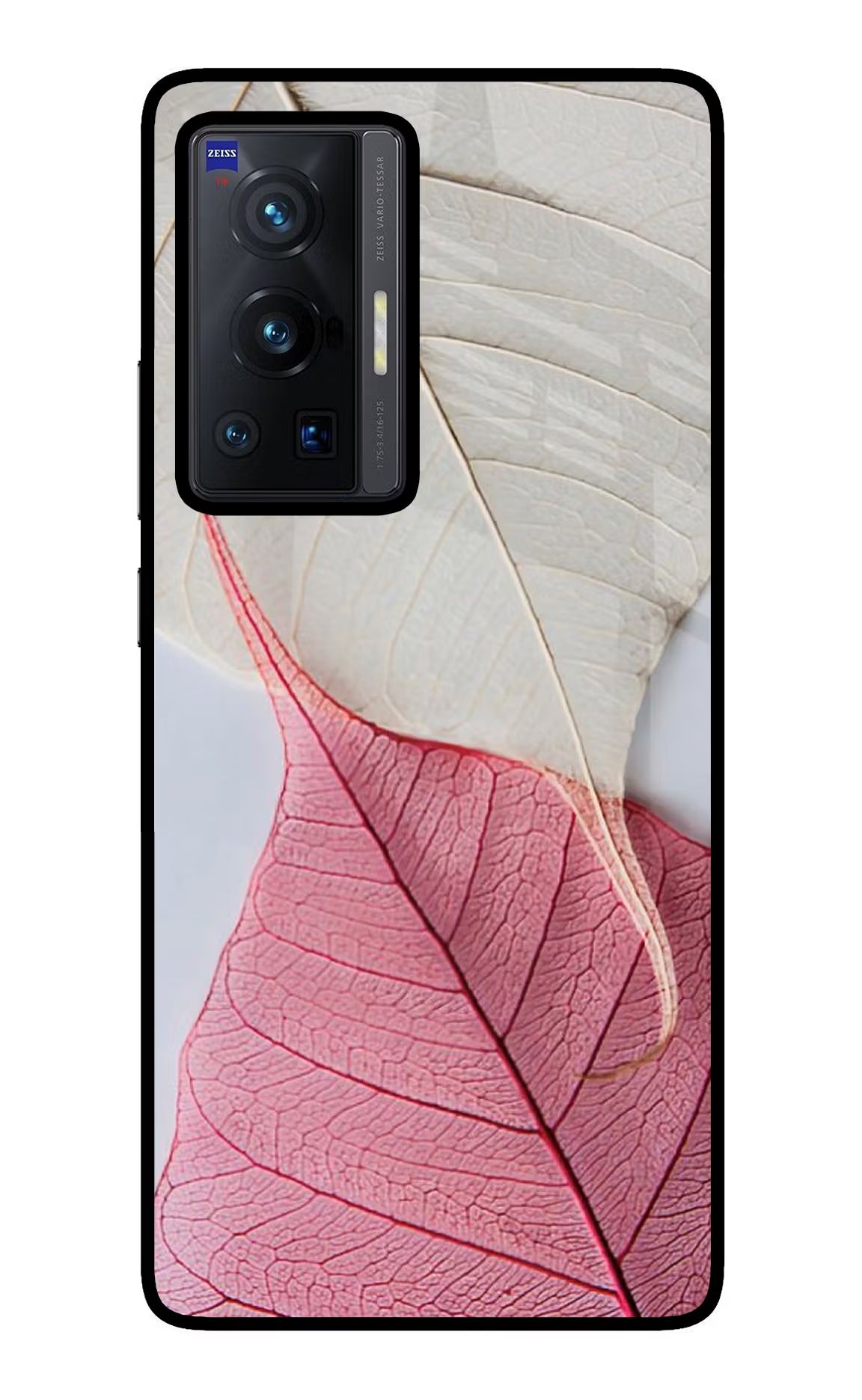 White Pink Leaf Case for Vivo X70 Pro by Casekaro