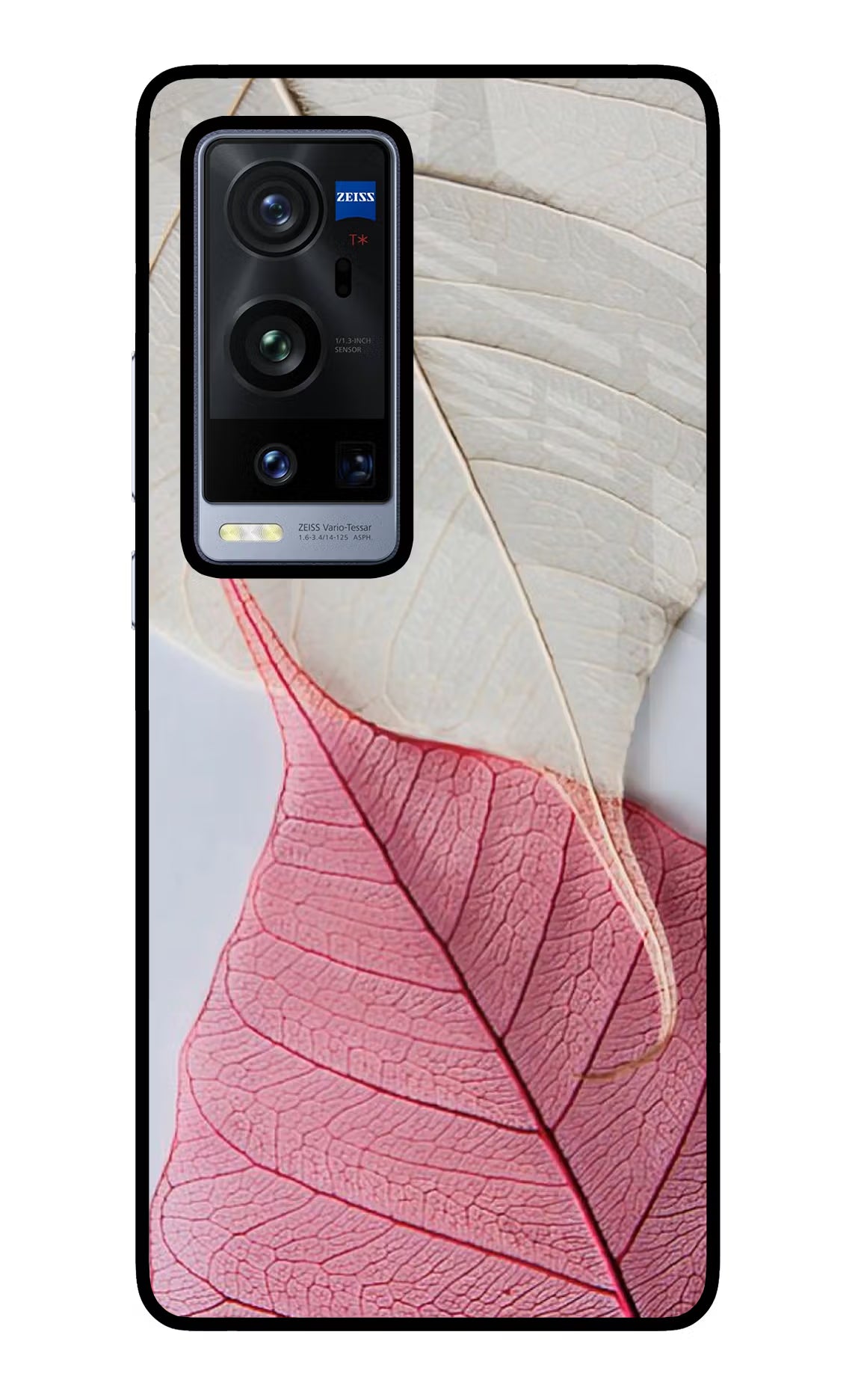 White Pink Leaf Case for Vivo X60 Pro+ by Casekaro