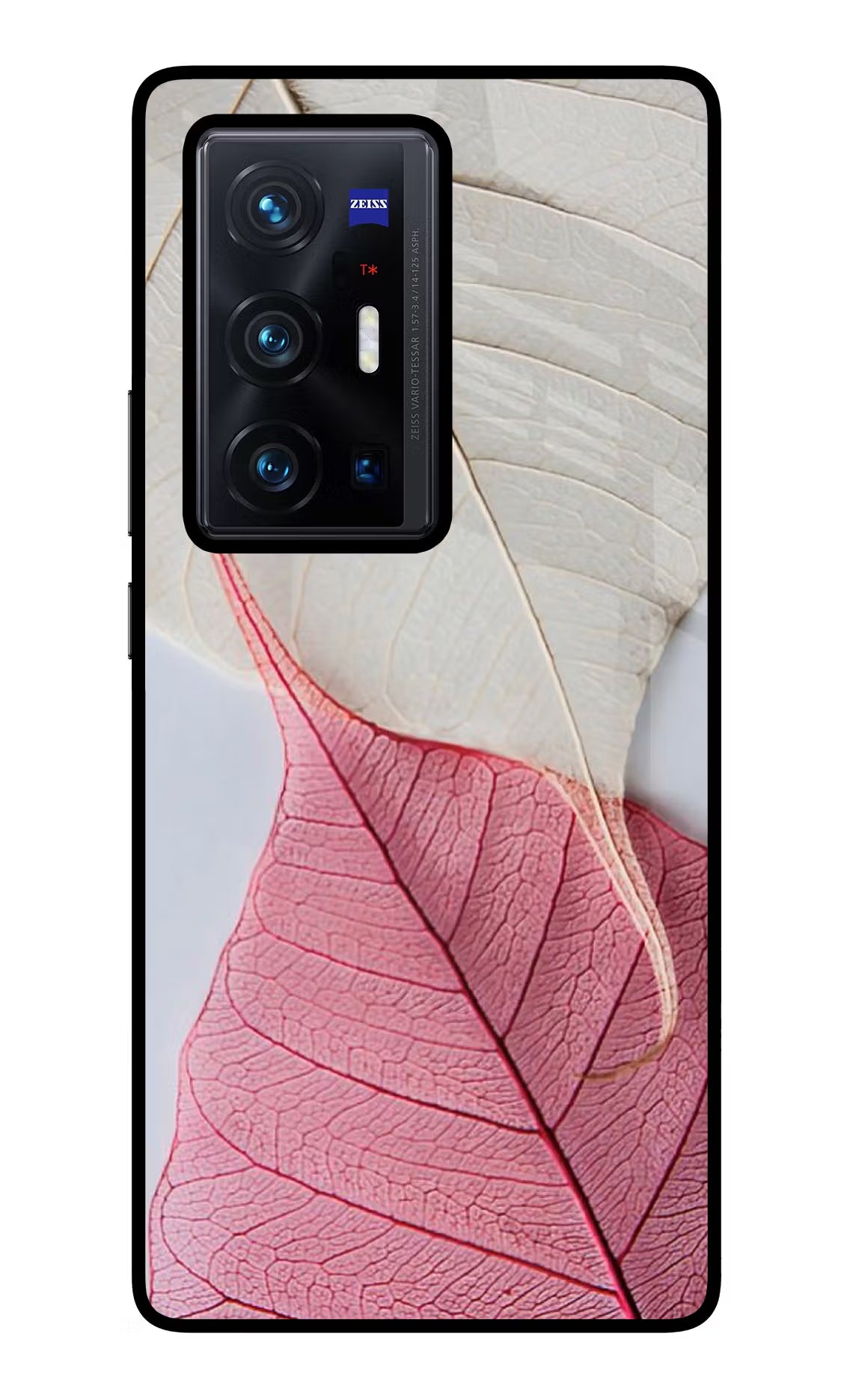 White Pink Leaf Case for Vivo X70 Pro+ by Casekaro