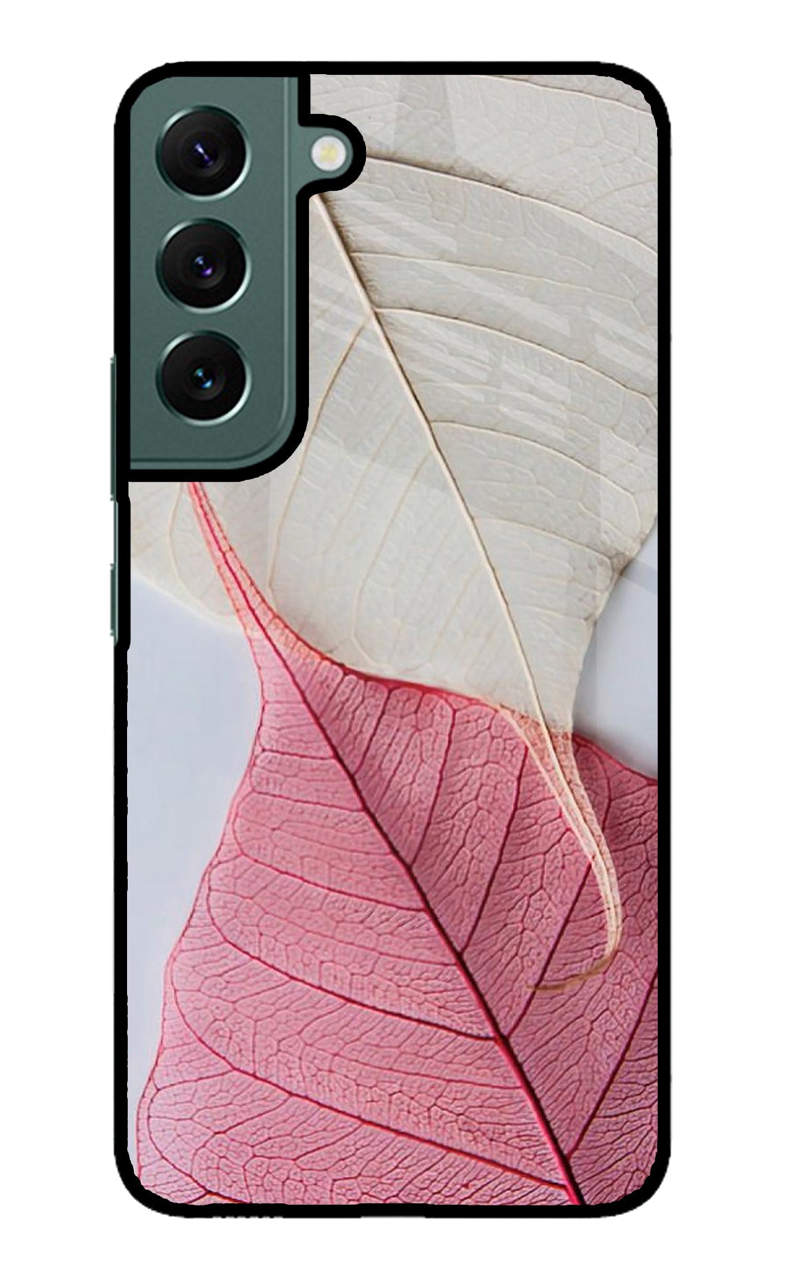 White Pink Leaf Case for Samsung S22 Plus