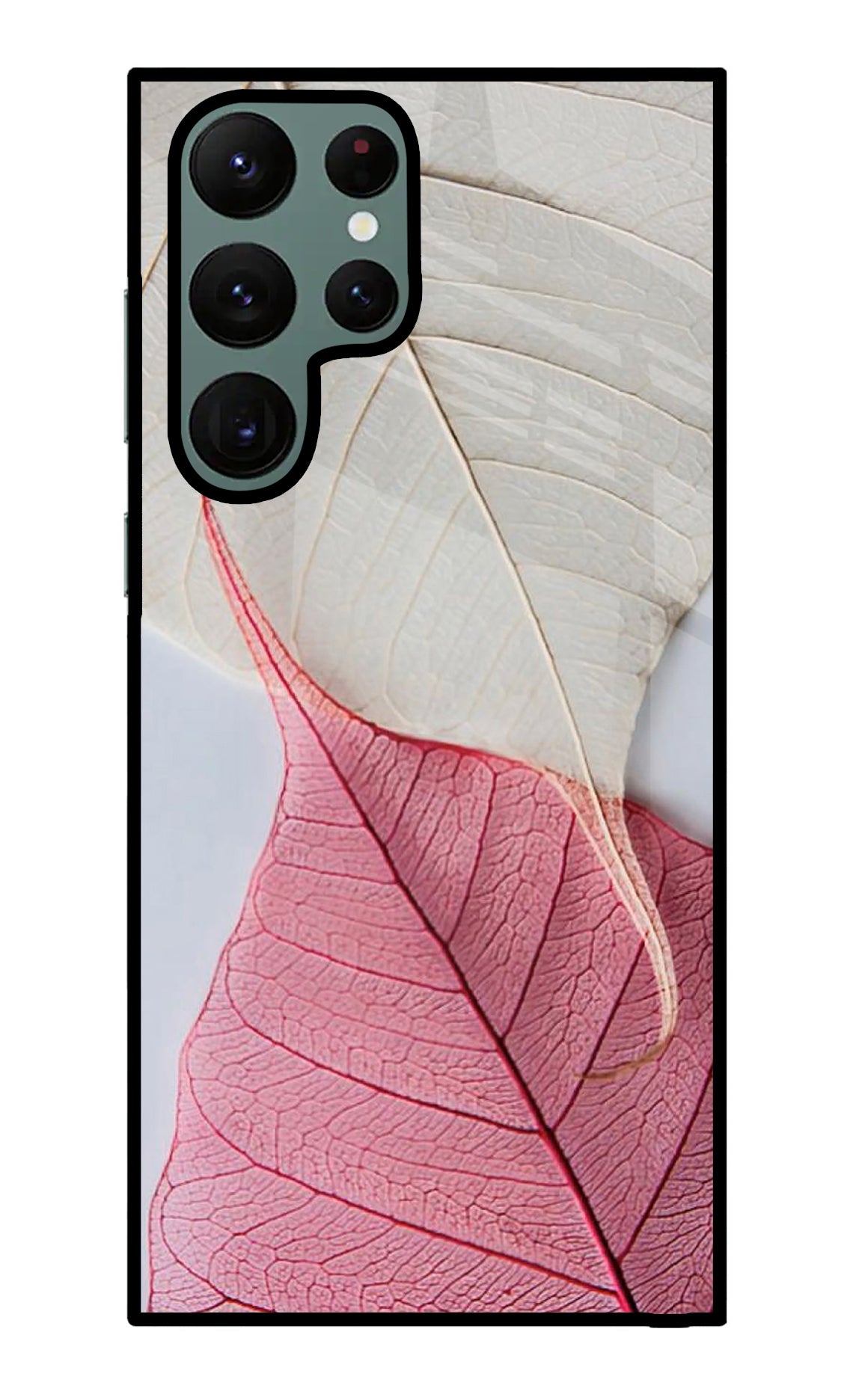 White Pink Leaf Case for Samsung S22 Ultra