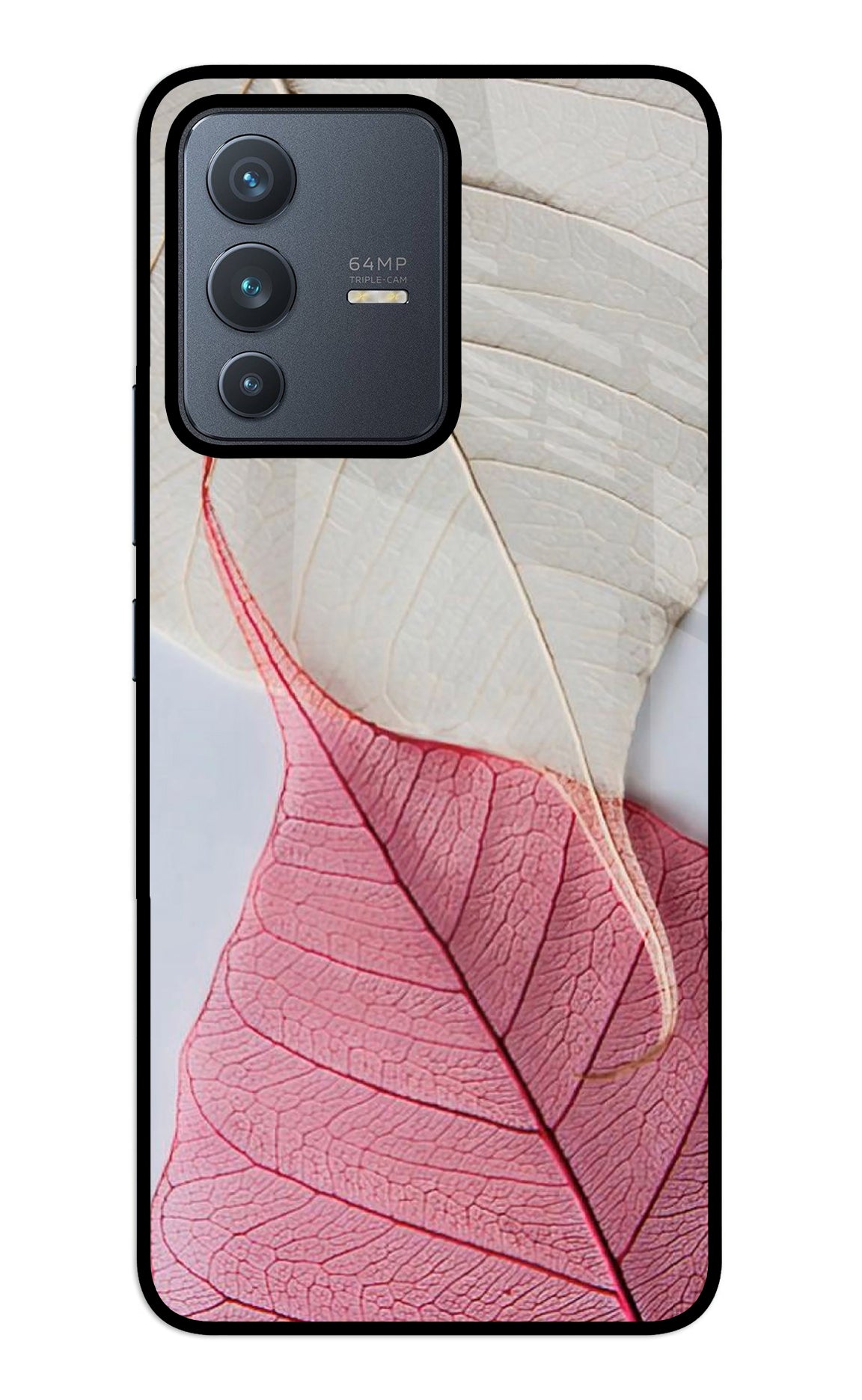 White Pink Leaf Case for Vivo V23 5G