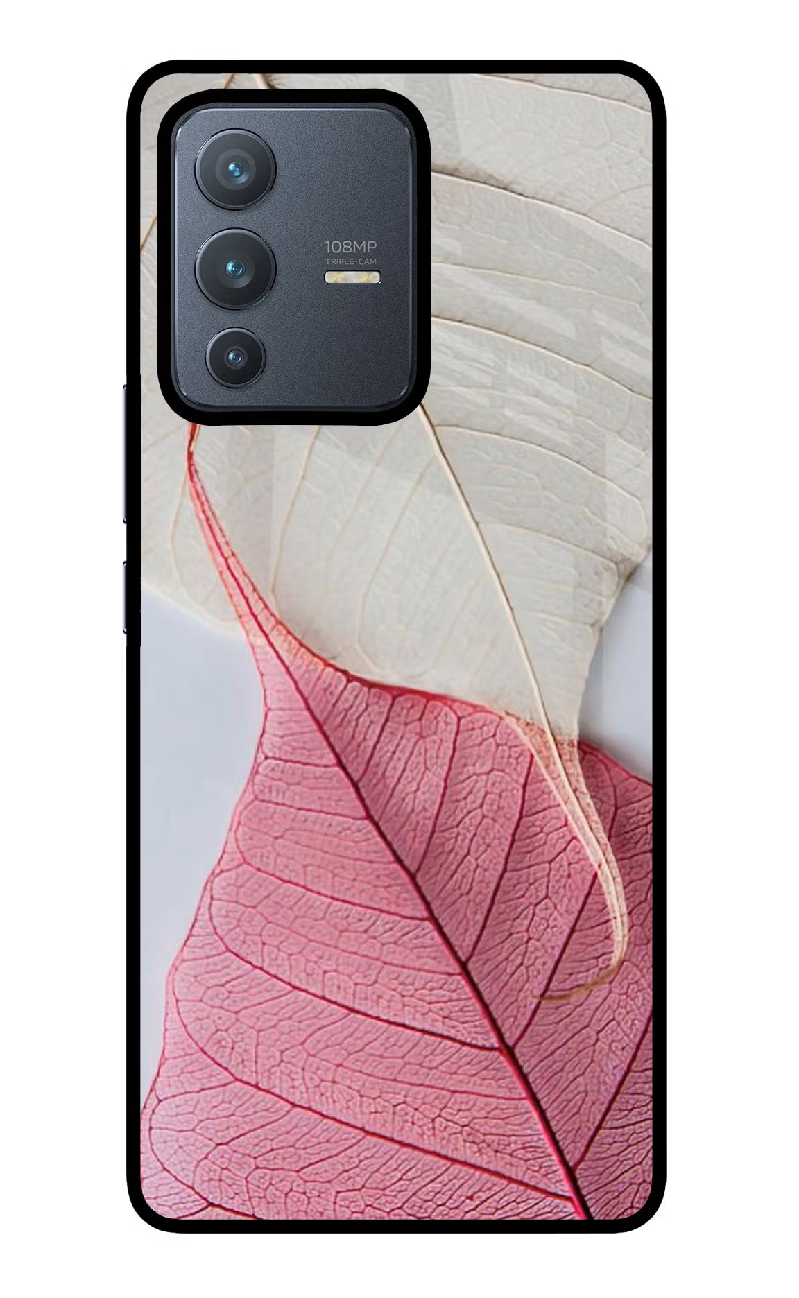 White Pink Leaf Case for Vivo V23 Pro 5G by Casekaro